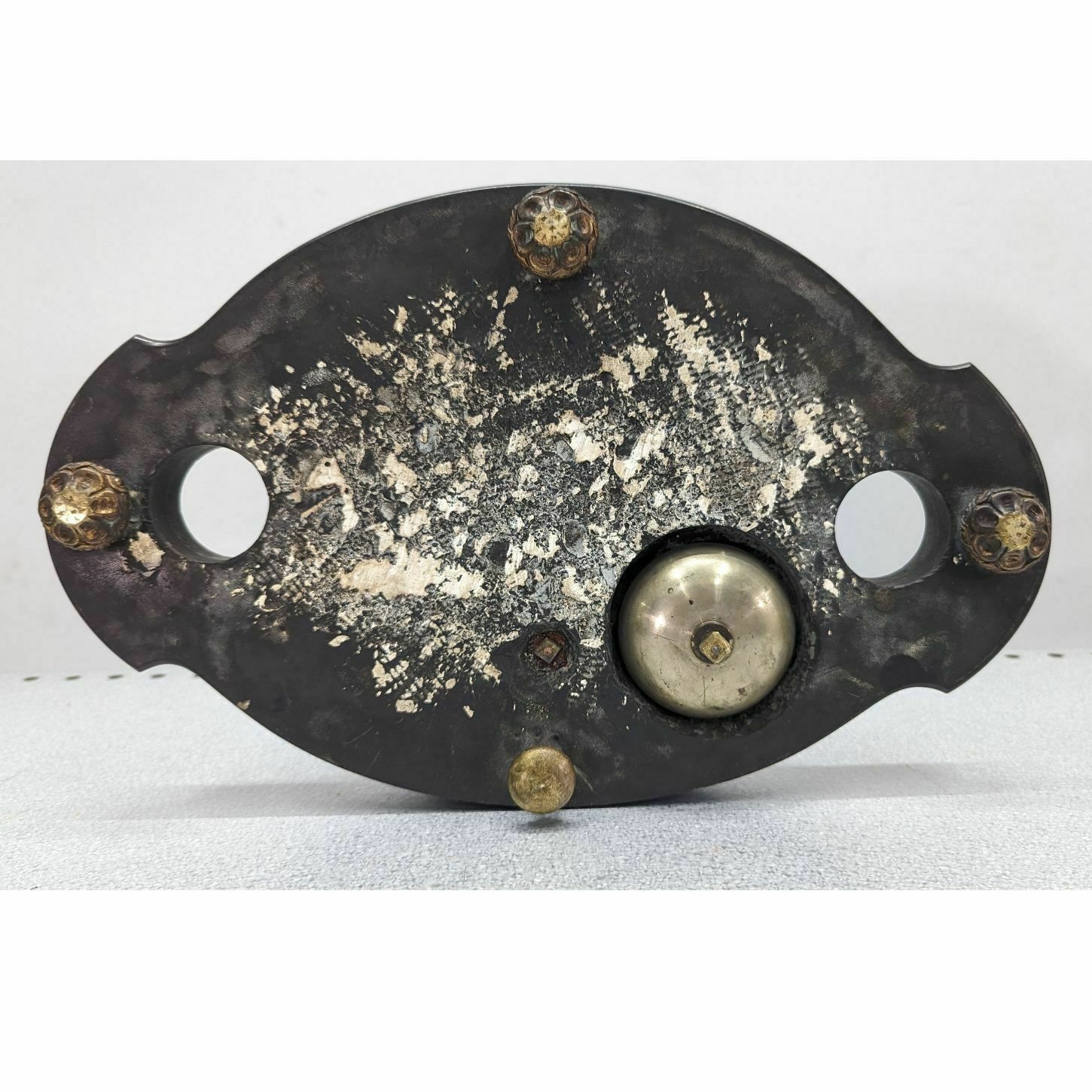 photo furniture Rare Bronze And Black Marble Inkwell With Integrated 19th Century Bell System
