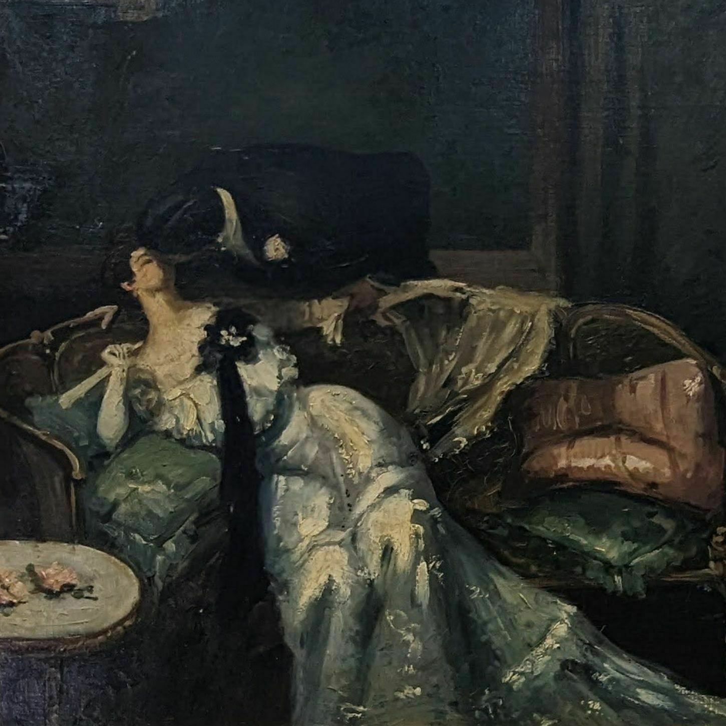 Gallant Scene Painting "The Kiss" From The 1900s photo furniture