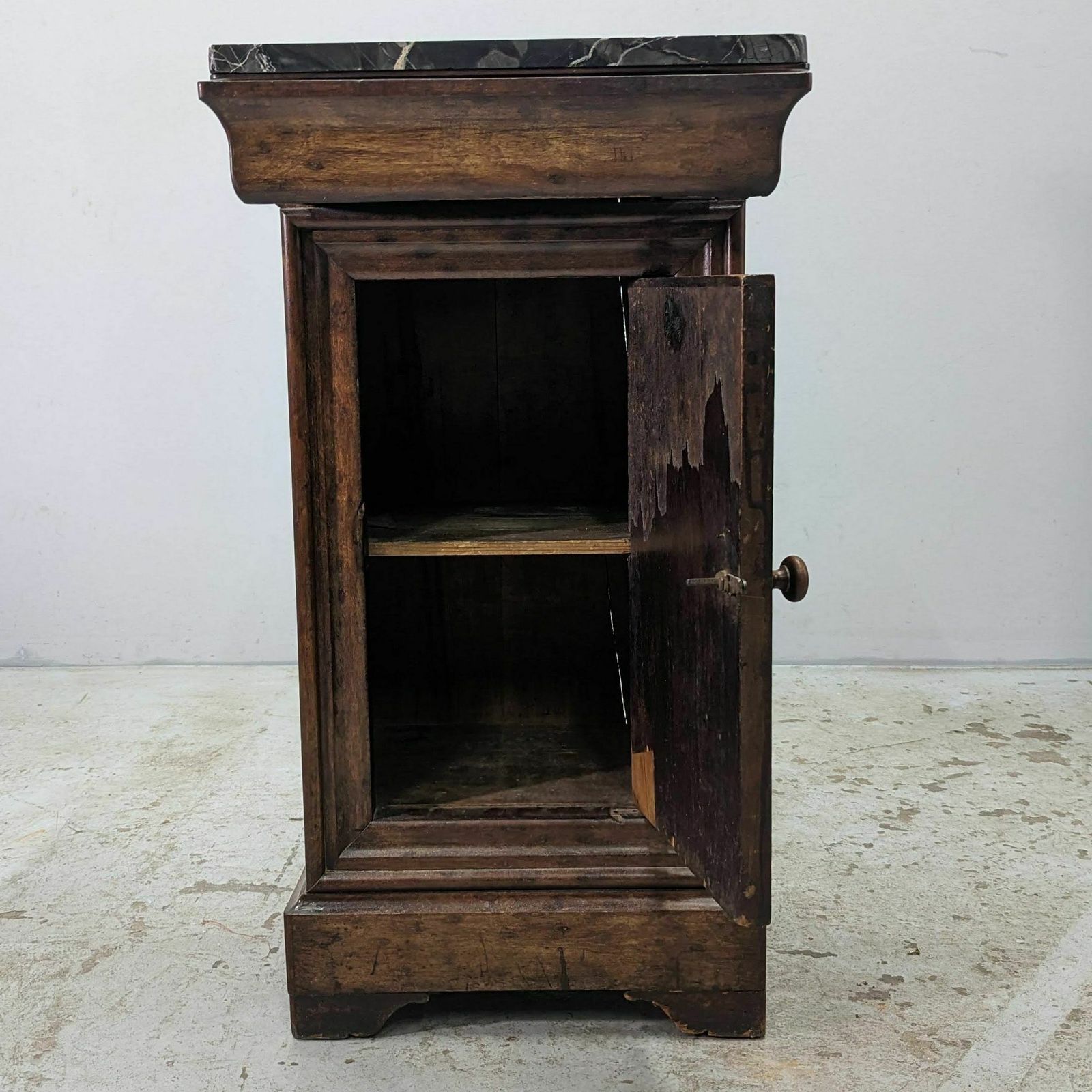 Bedside Table In Wood And Marble, Louis Philippe Style, 19th Century photo furniture