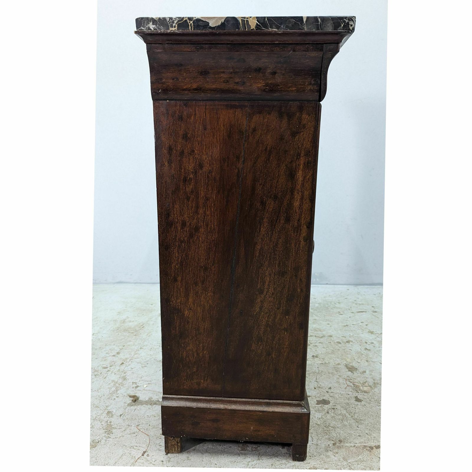Bedside Table In Wood And Marble, Louis Philippe Style, 19th Century photo vinterior