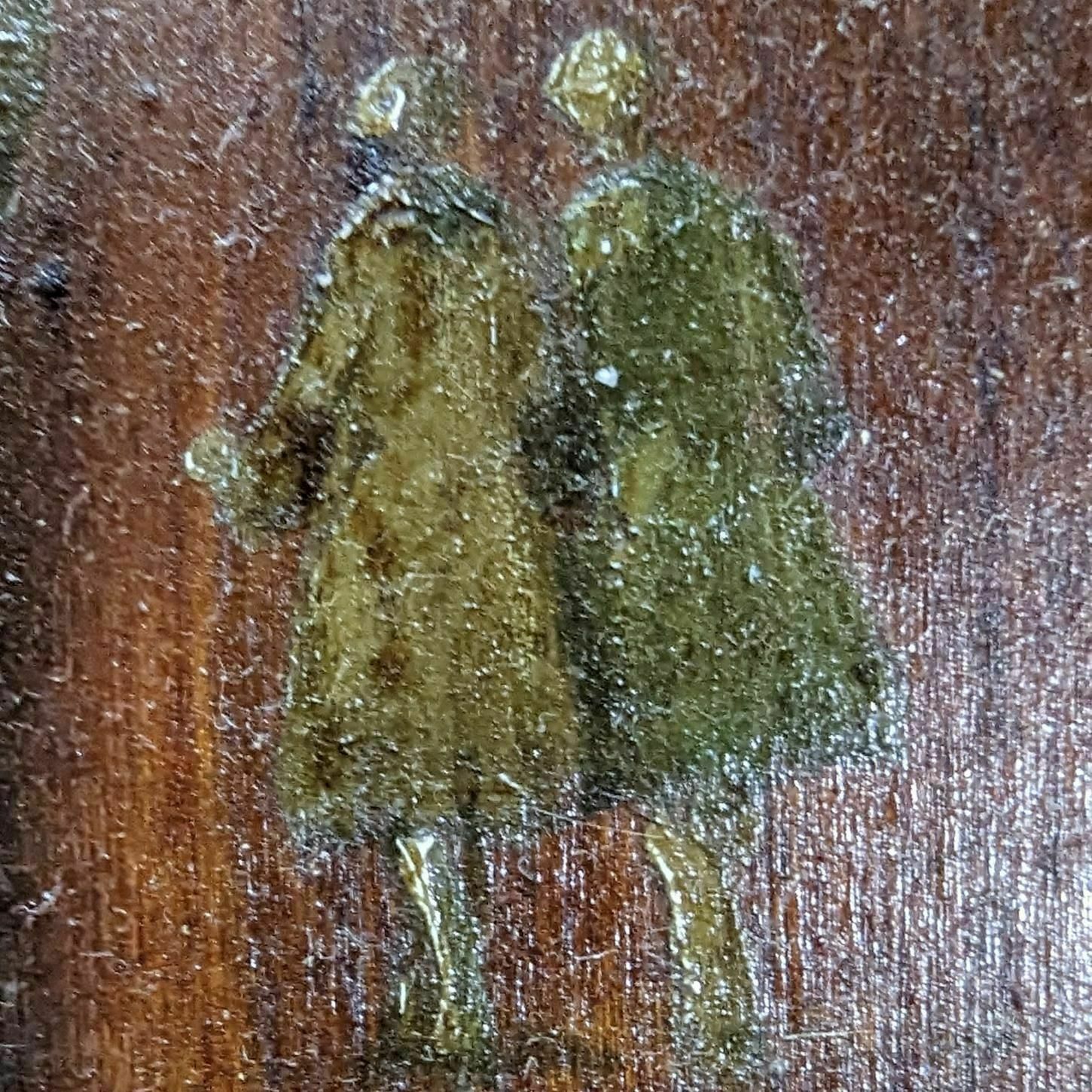 Painting On Wood Of A Character In 19th Century Dress photo for sale