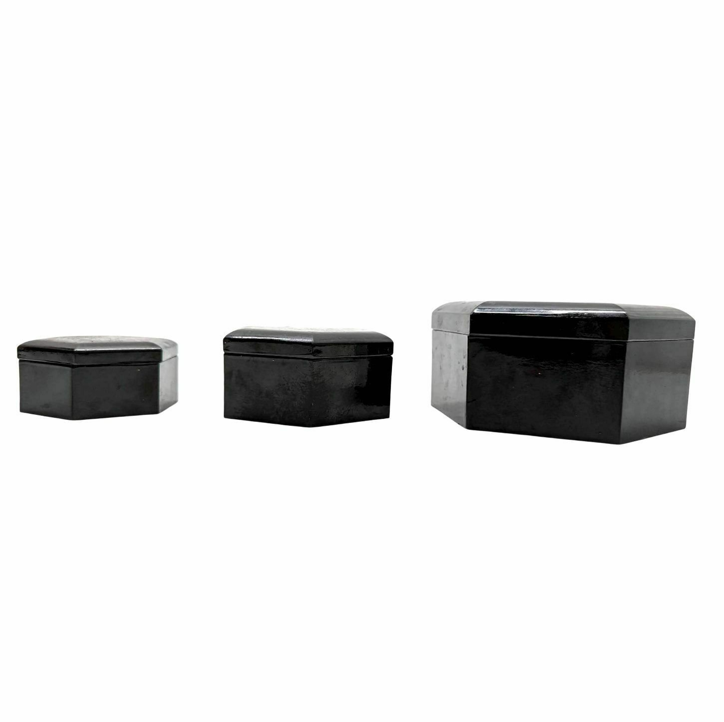 Old Lacquer Nesting Box Series Of 3 Early 20th Century