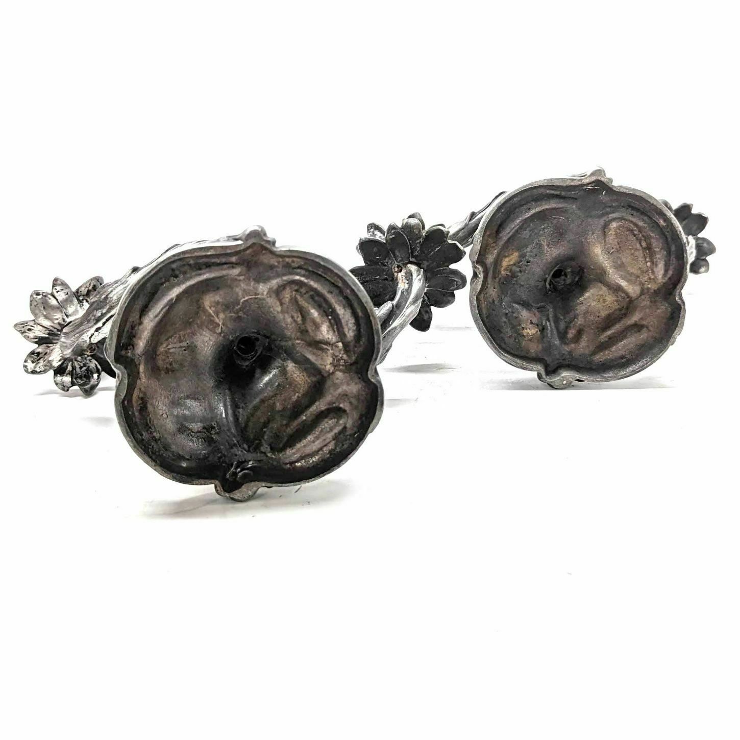 photo furniture Pair Of Pewter Art Nouveau Candlesticks