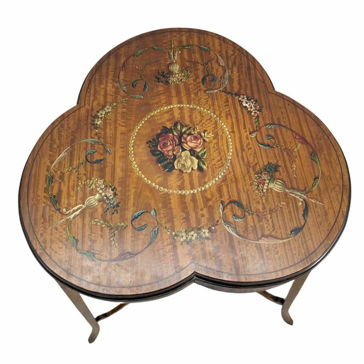 English Pedestal Table In Painted Satin Mahogany photo Furniture