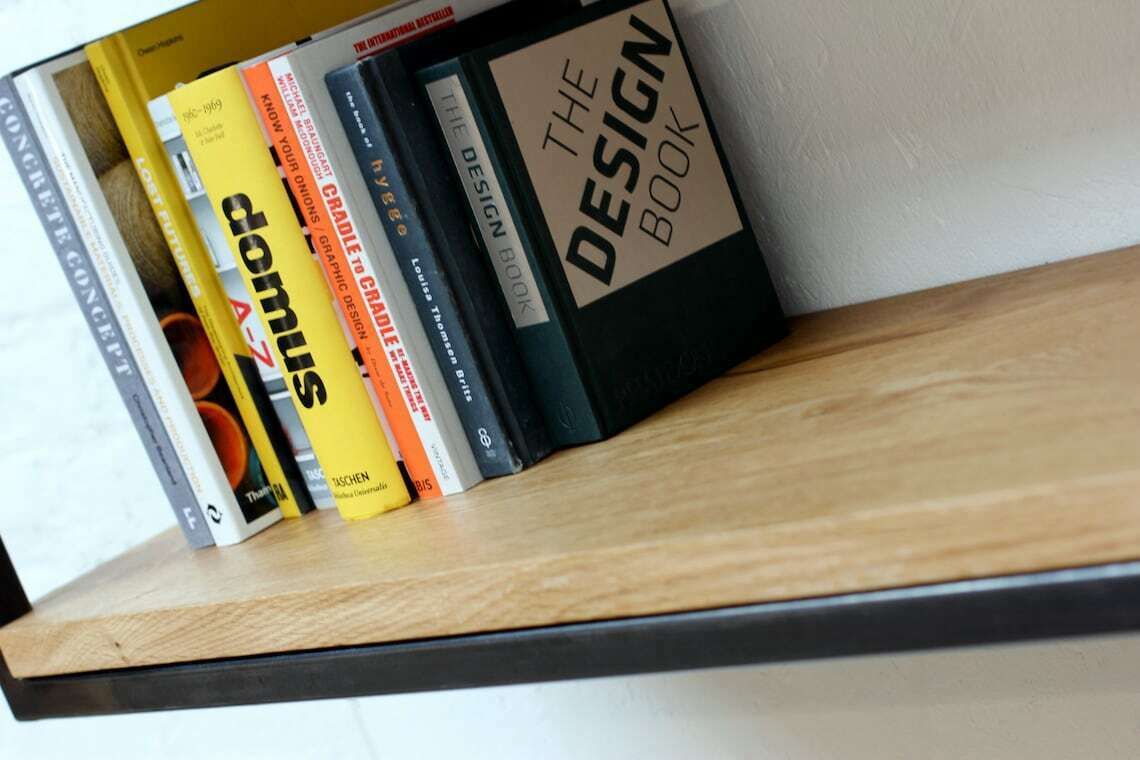 Orla Welded Dark Steel Box Section And Premium Oak Shelves/Storage Bespoke Industrial Furniture By photo vintage