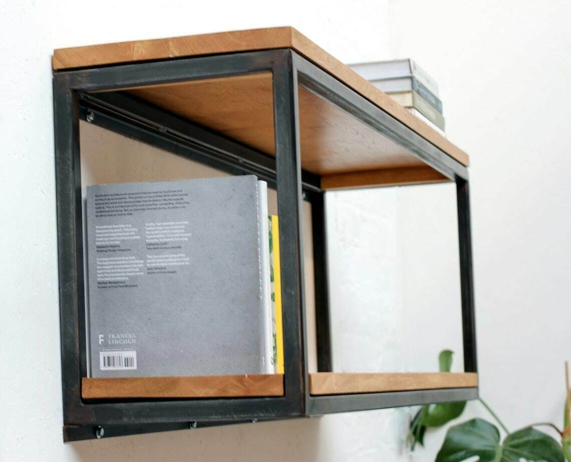 photo furniture Orla Welded Dark Steel Box Section And Premium Oak Shelves/Storage Bespoke Industrial Furniture By