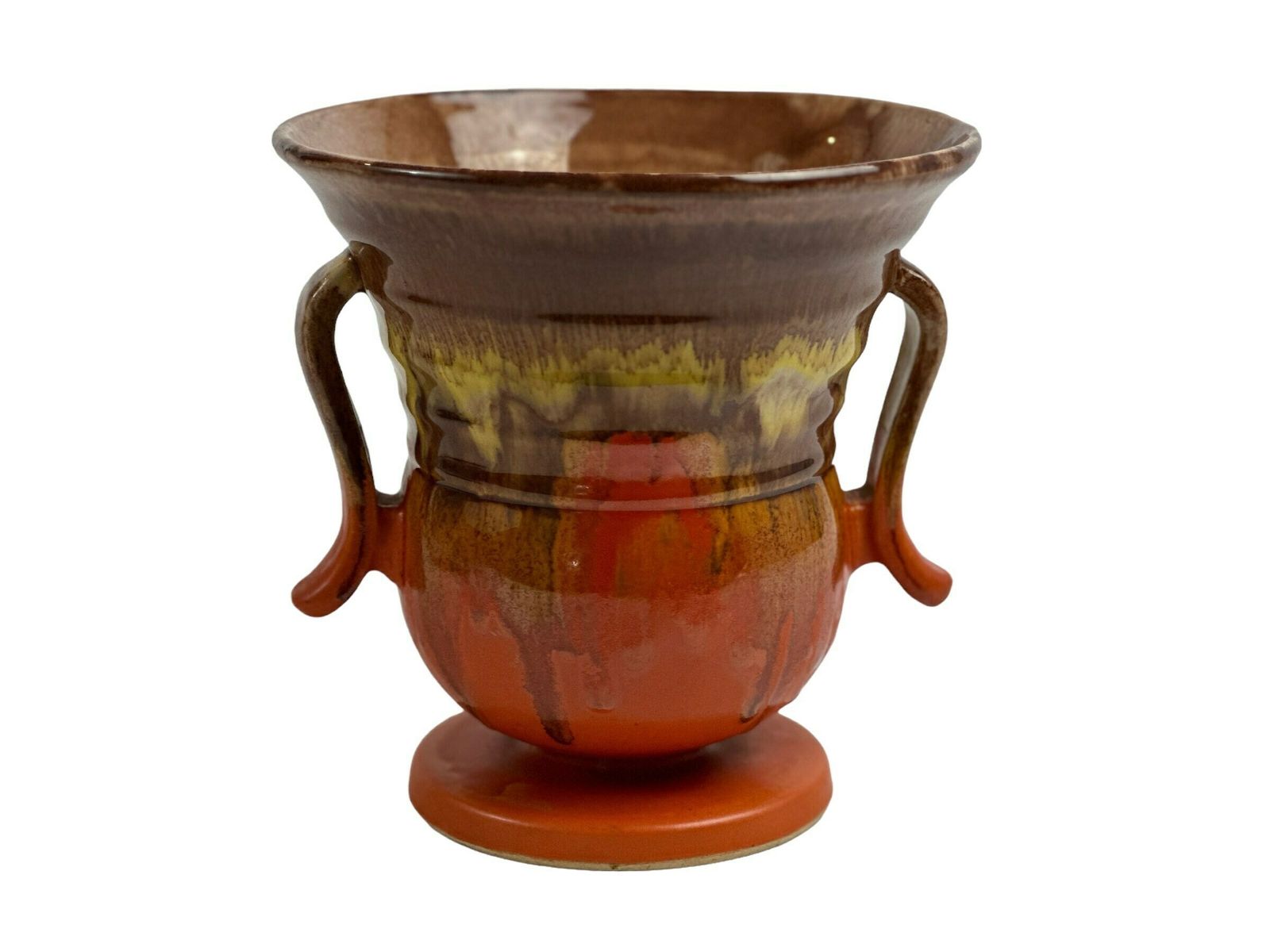 photo furniture Dümler & Breiden, West Germany Vase, Art Deco Form With Running Glaze. Beige, Yellow And Orange