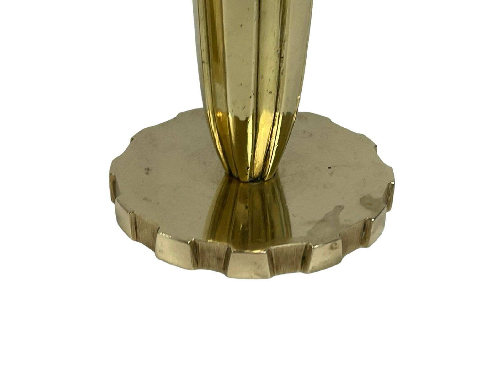 Pair Of Art Deco Brass Candleholders From Vendor, Copenhagen. Signed E.L. Circa 1940s. photo 215.0