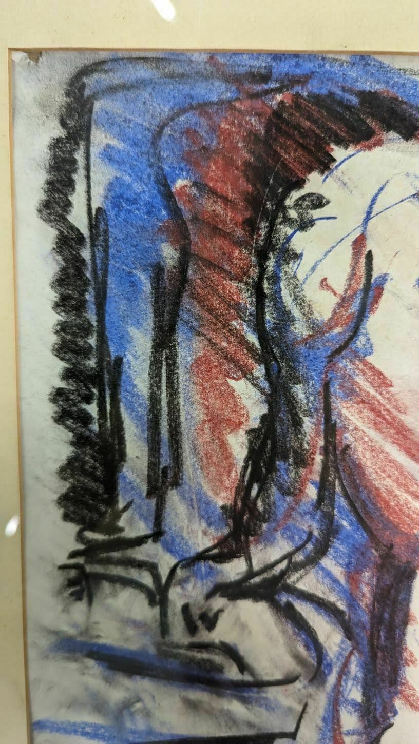 Pencil And Pastel Drawings, Abstract Subject Naked Body, Signed photo Art