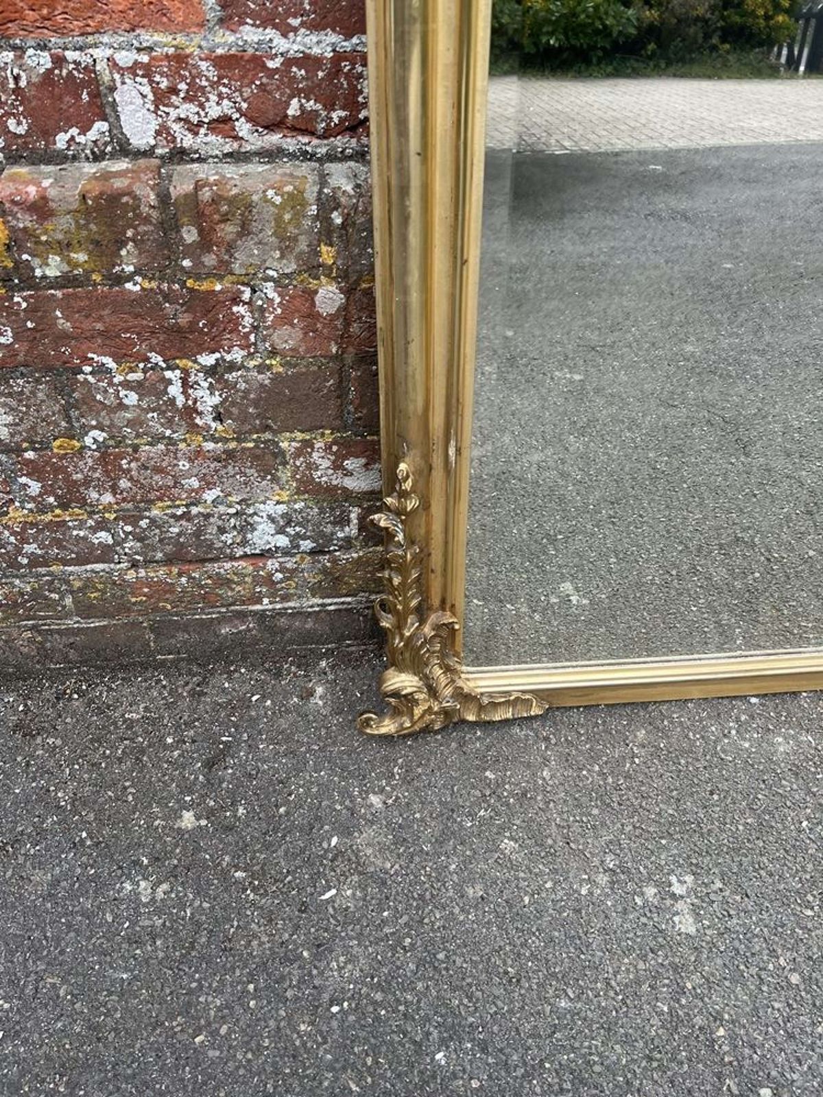 A Spectacular Large Antique French 19th C Shaped Top Gilt Mirror. photo for sale