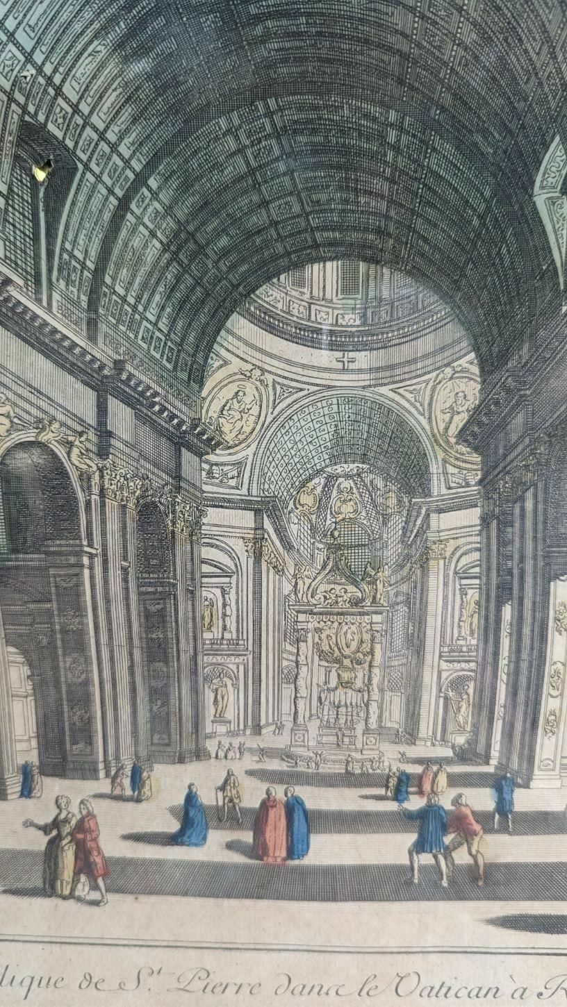 Engraving Optical View The View Of The Interior Of Saint Peter's Basilica In Rome photo for sale