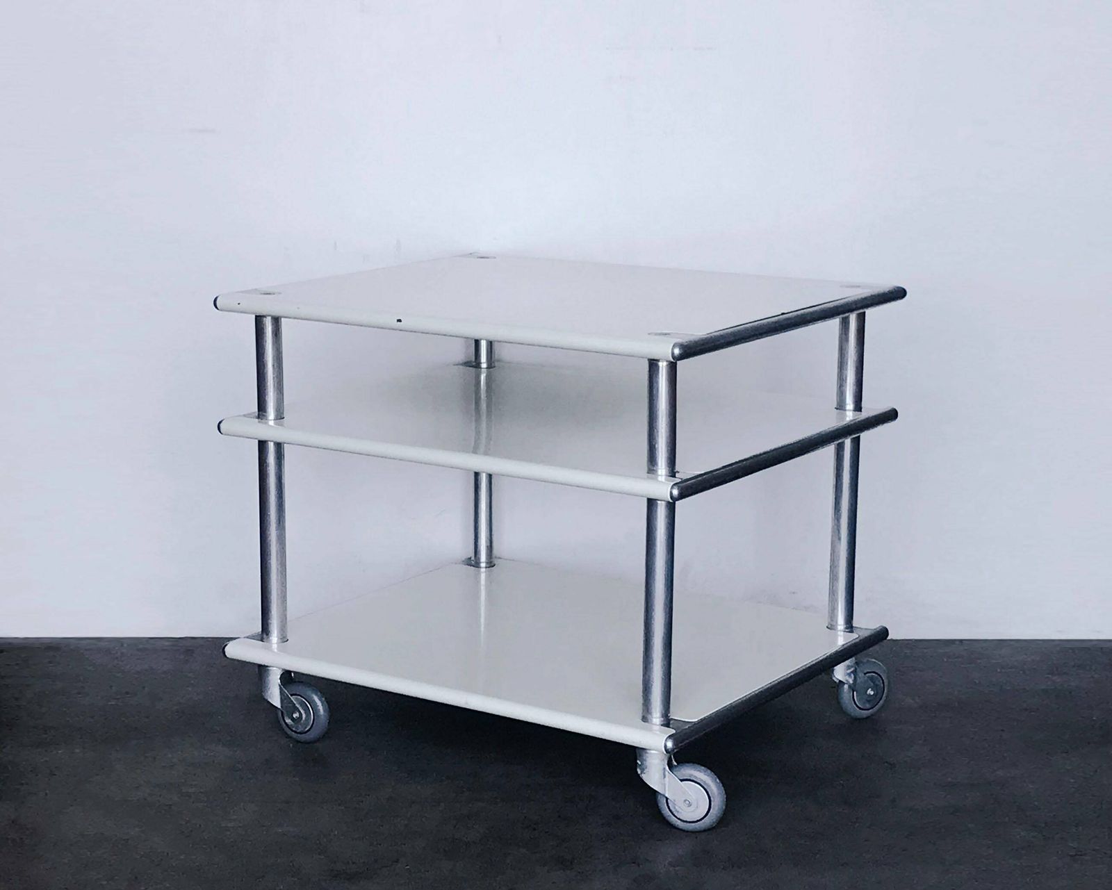 Rare Vintage Lacquered Steel Coffee Table / Media Trolley By Habitat photo furniture