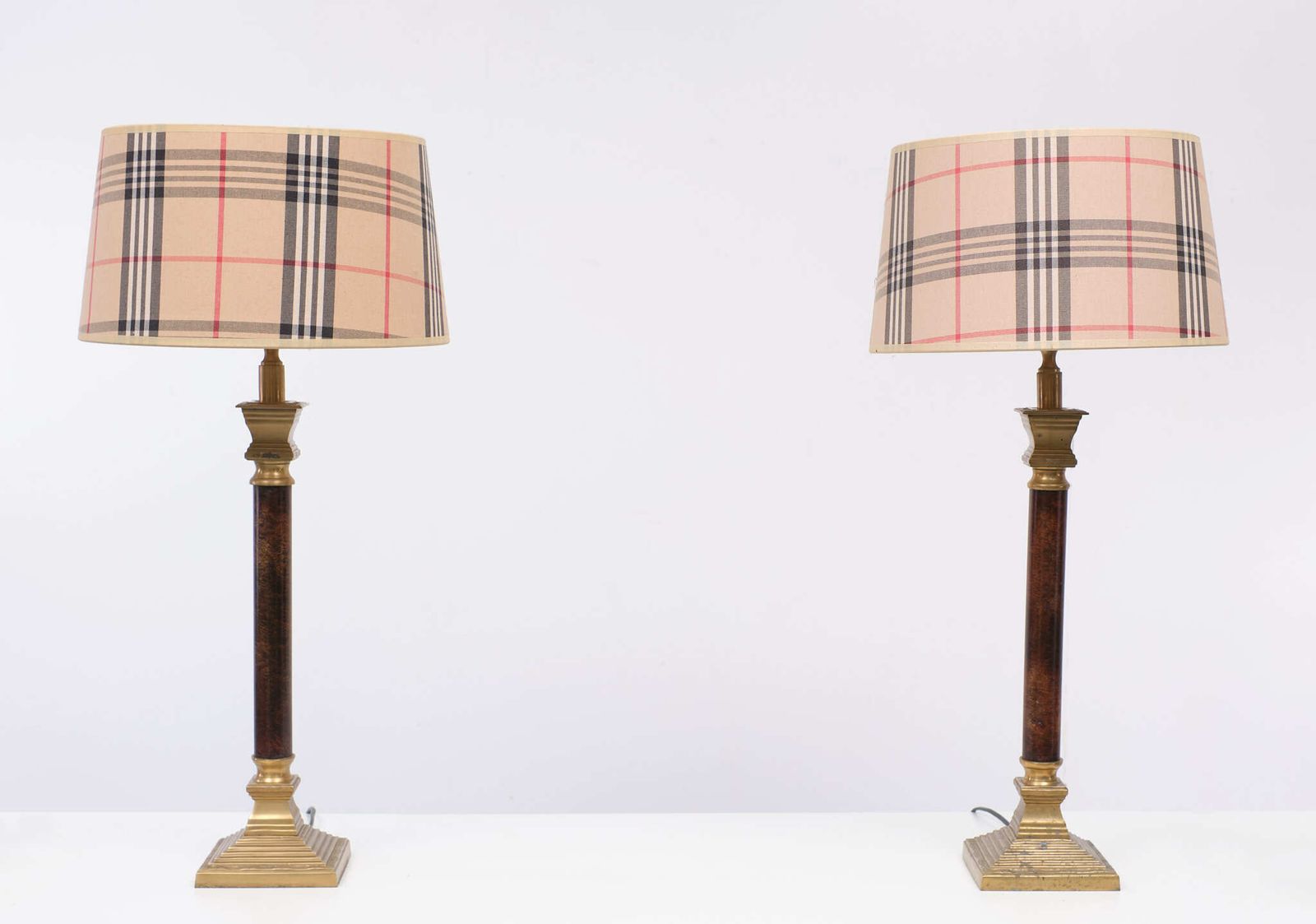 photo furniture Set Brass Column Table Lamps 1970s De Knudt Belgium