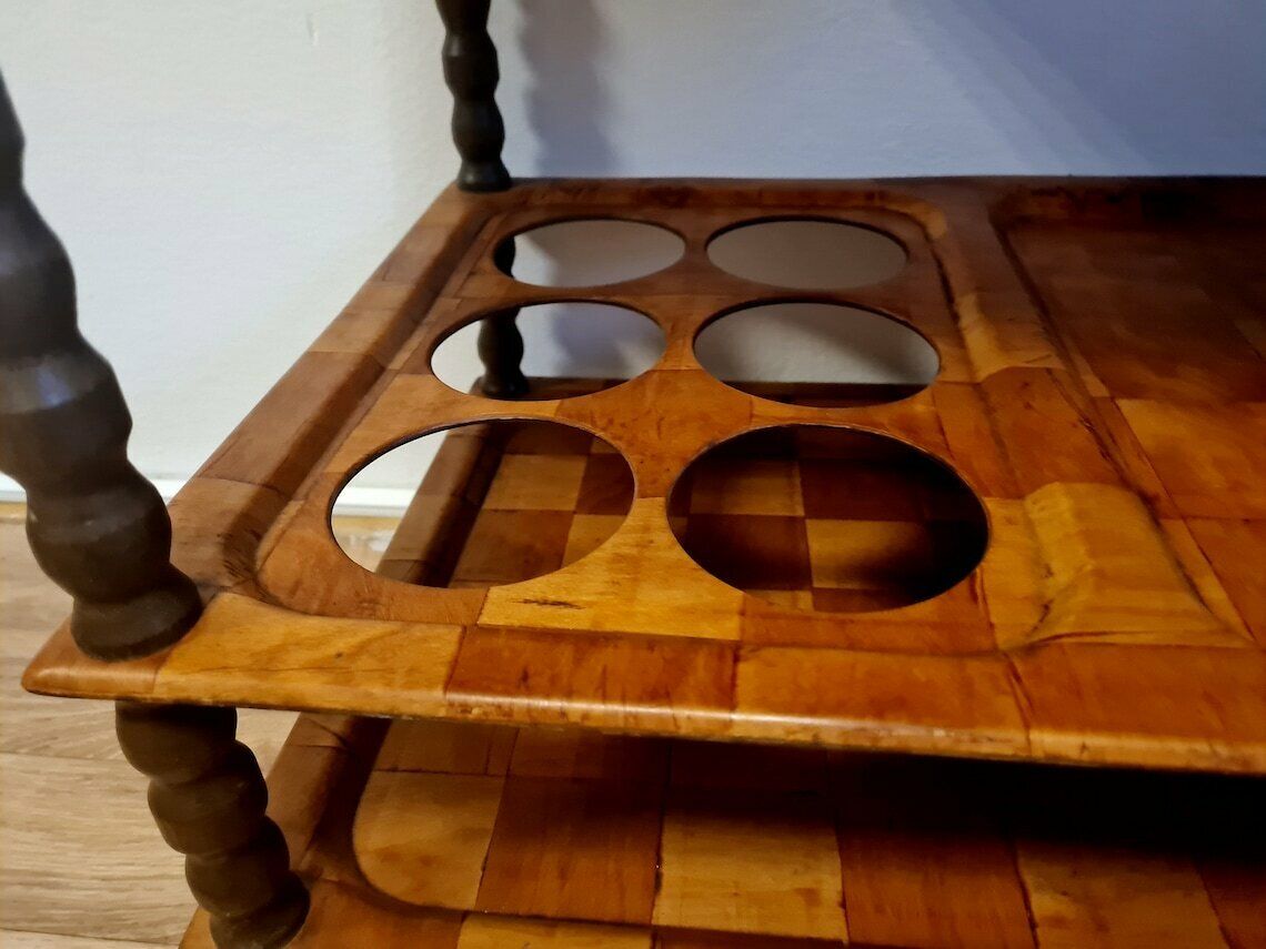 Vintage Mid Century Modern Trolley Table Of Pressed Wood Veneer. Mcm Wheels Bar Cart photo Furniture
