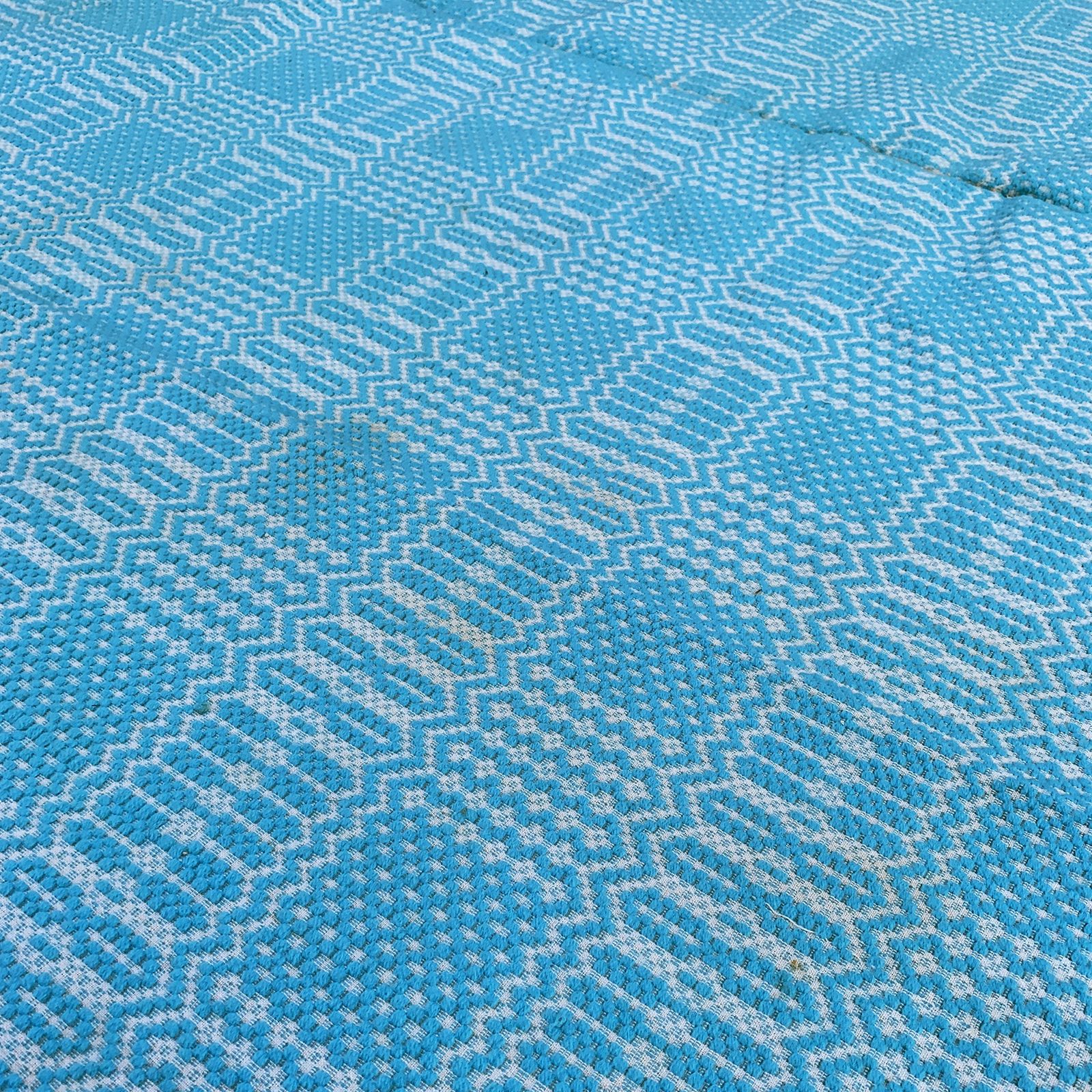Baby Blue Throw Blanket 1960s Handmade Cotton Mid Century photo Textiles