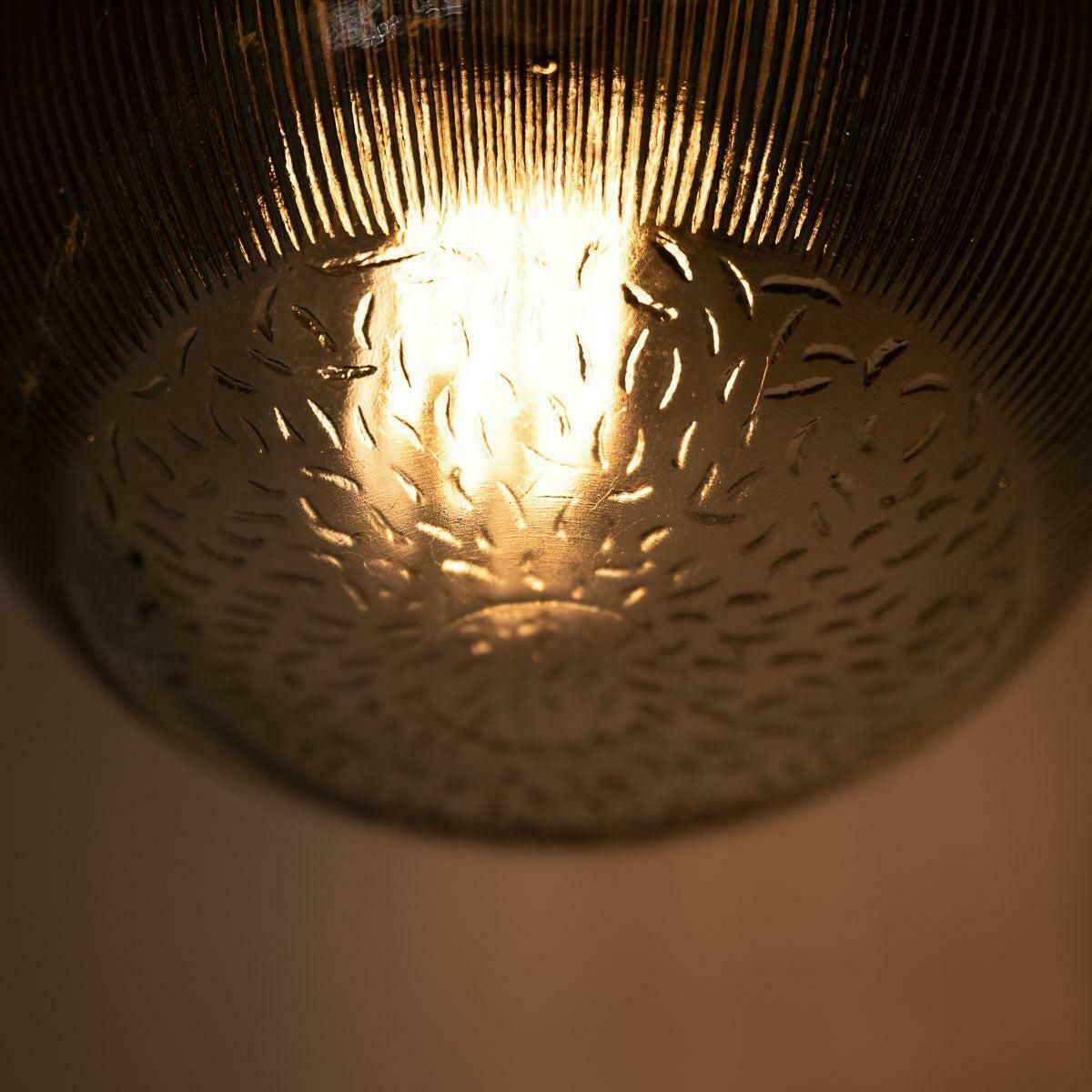 photo for sale Reclaimed Rusted Polish Industrial Pendant Lights With Prismatic Glass