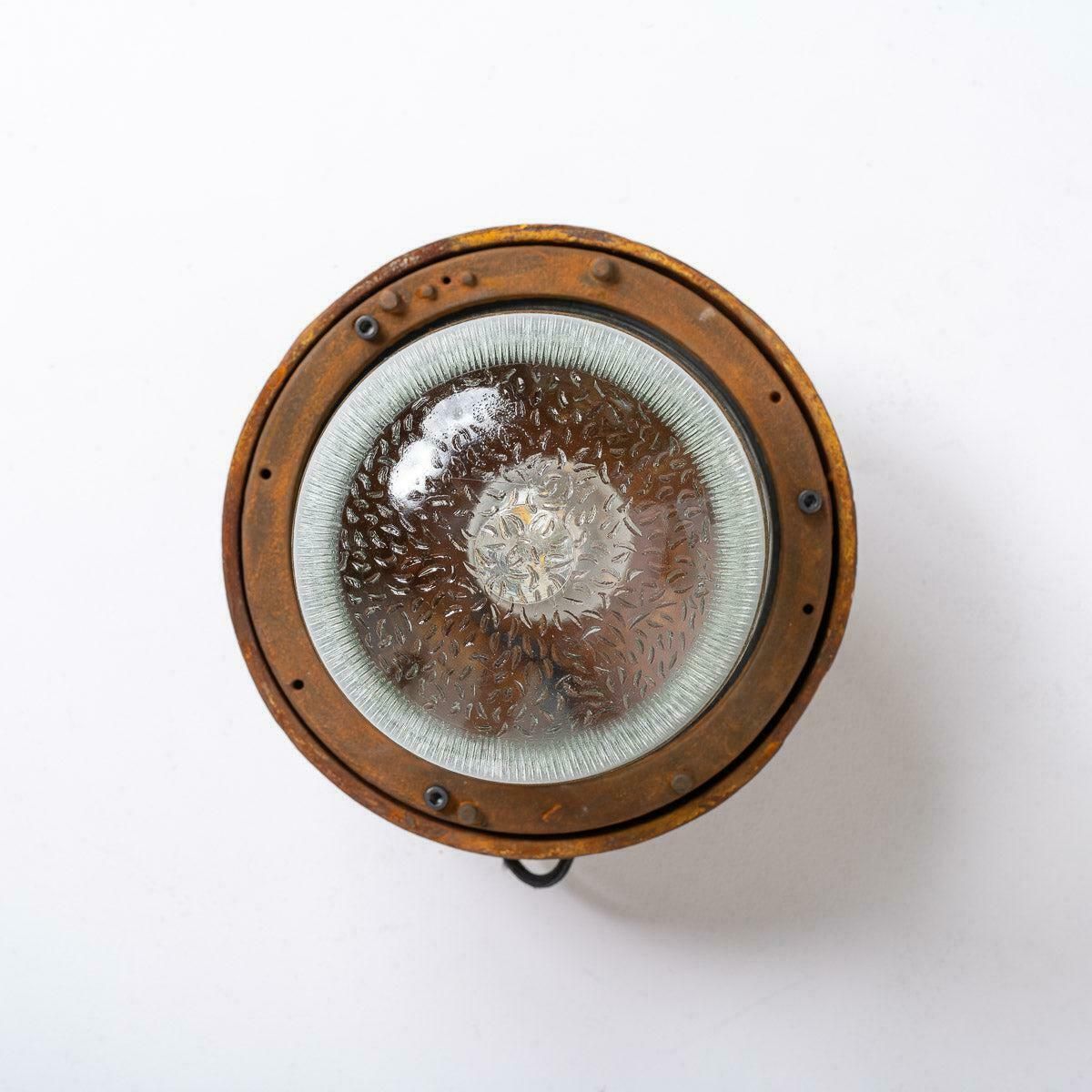 photo buy Reclaimed Rusted Polish Industrial Pendant Lights With Prismatic Glass