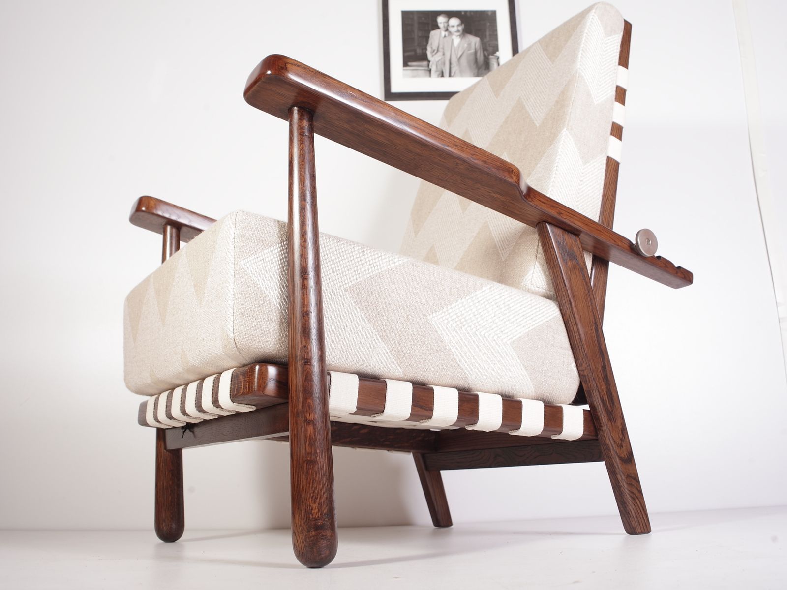 Furniture Mid Century Reclining Oak Lounge Chairs By Jan Vanek For Krasna Jizba, Set Of 2, 1940s photo