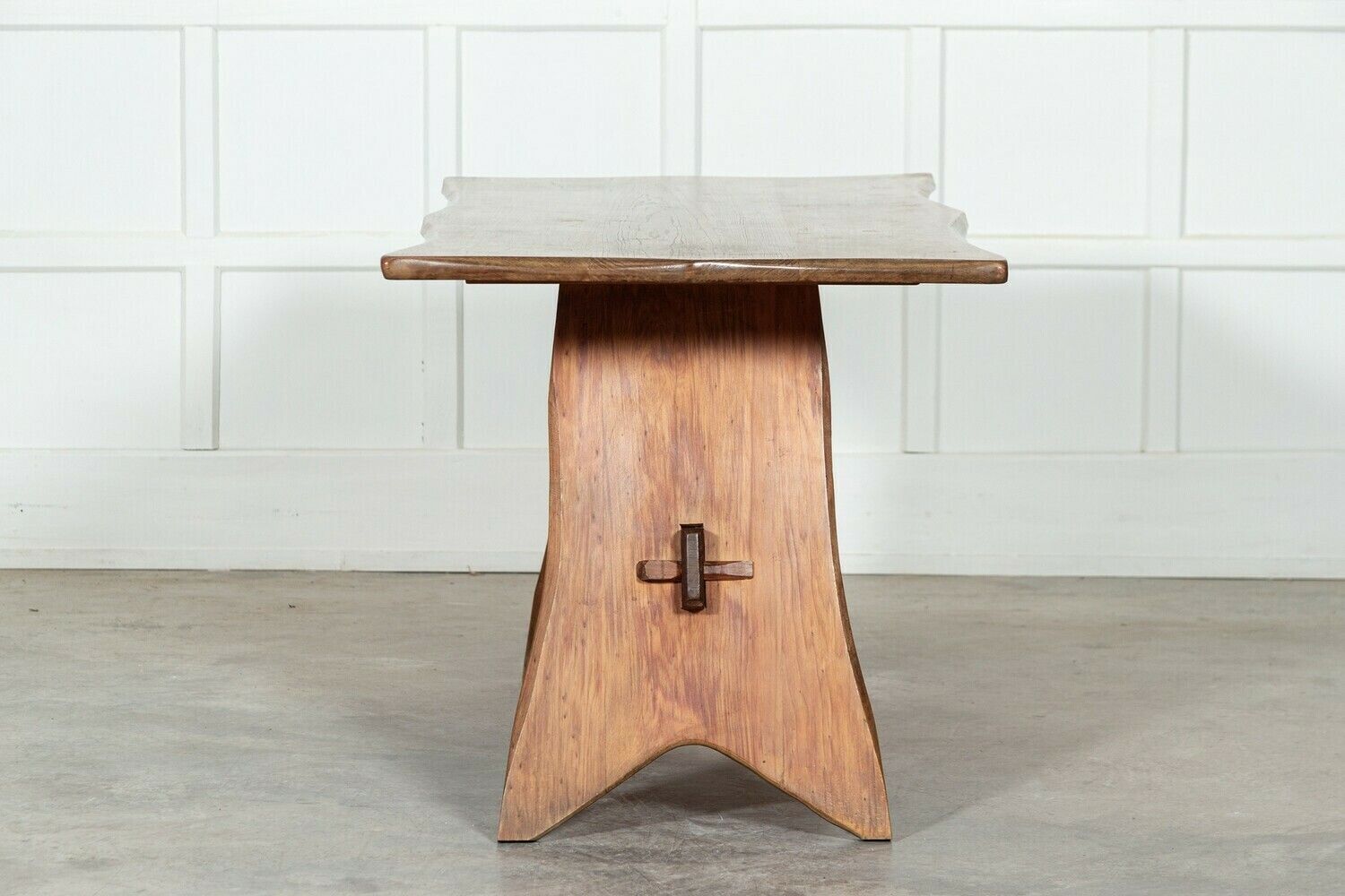 Midc English Carved Fruitwood Refectory Table / Desk photo vintage