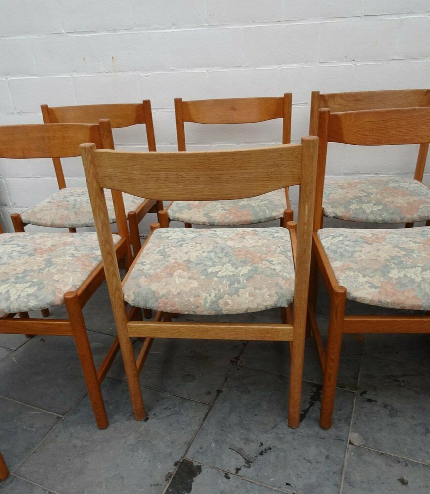 Oak Chairs And Stool From Vanda Watervliet, Belgium, 1960s, Set Of 9 photo vinterior