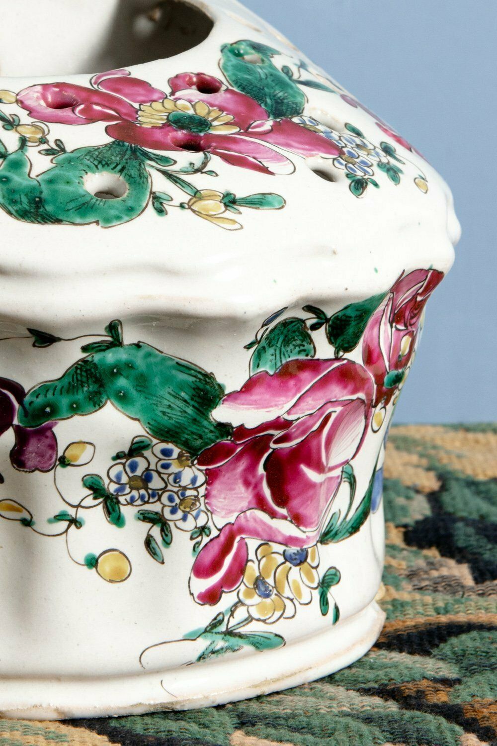 photo furniture Moustiers Faience (Fabrique Ferrat), Pink & Green Bough Pot With Grotesques, Late 18th Century
