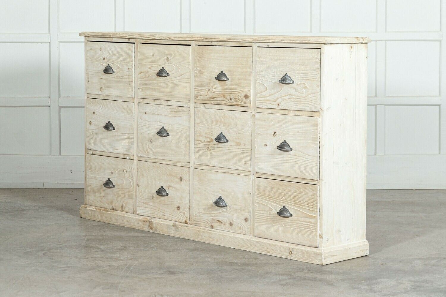 Large 19thc English Bleached Pine Haberdashery Drawers photo Furniture