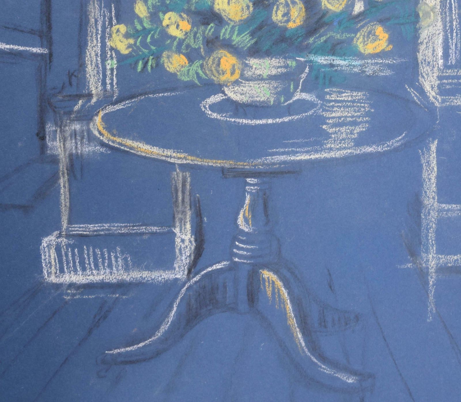 Hilary Hennes Flowers On A Table Still Life Chalk Drawing By Hilary Hennes photo furniture