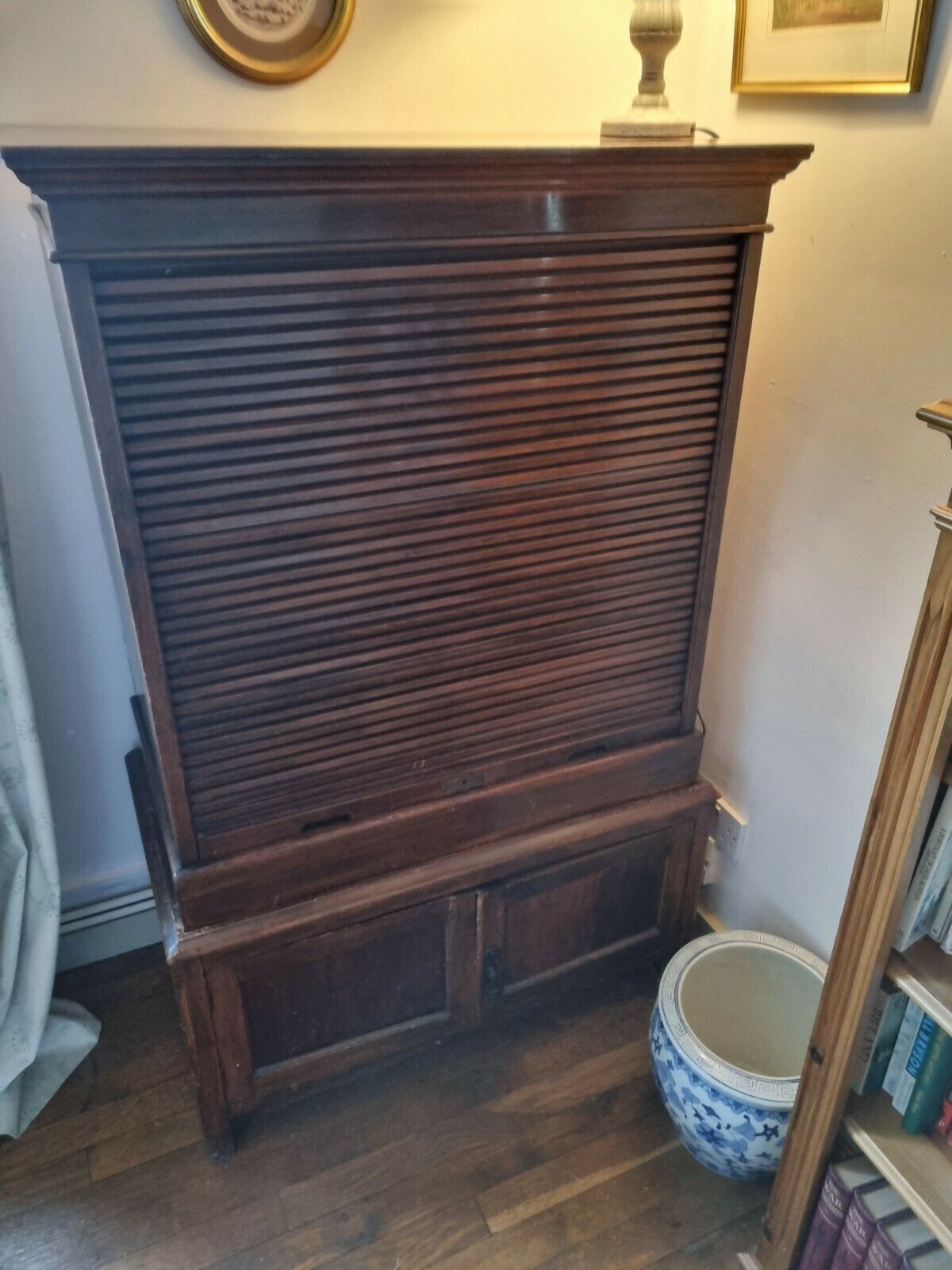 Magnificent 1900's Collector's Cabinet / 18 Drawer Filing System Tambour Front