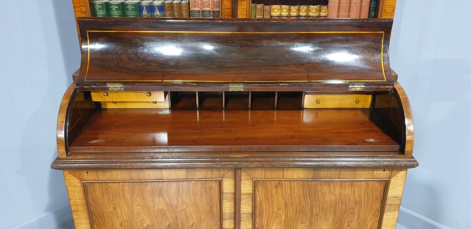 Outstanding Regency Brass Inlaid Rosewood Bureau Bookcase photo furniture