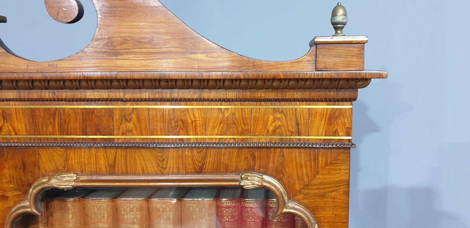 Outstanding Regency Brass Inlaid Rosewood Bureau Bookcase photo vinterior