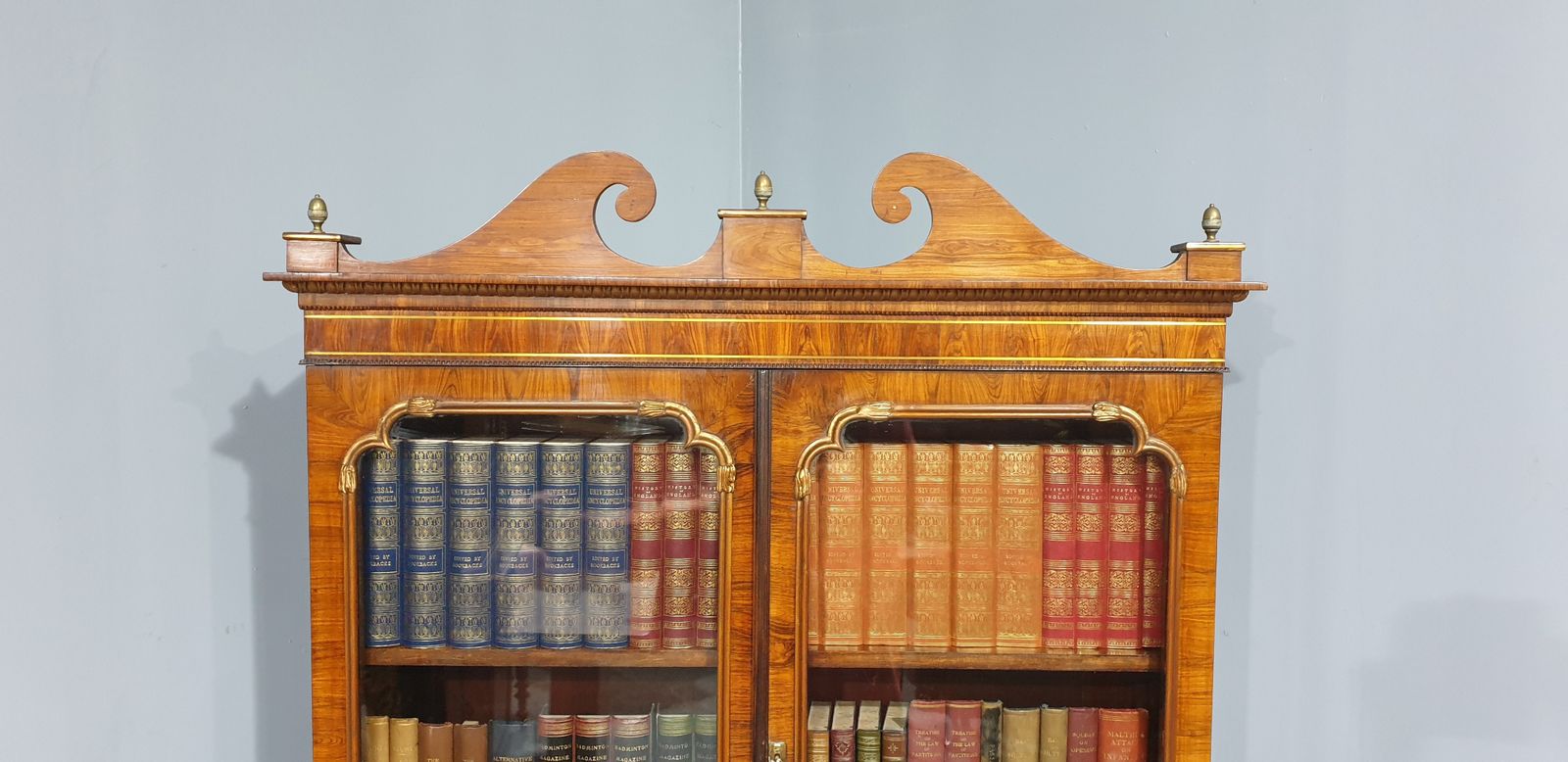 photo buy Outstanding Regency Brass Inlaid Rosewood Bureau Bookcase