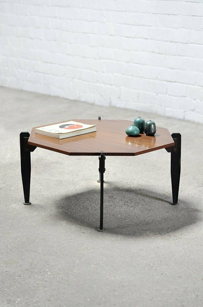 Italian Modernist Coffee Table In Teak And Lacquered Metal, 1950s photo furniture