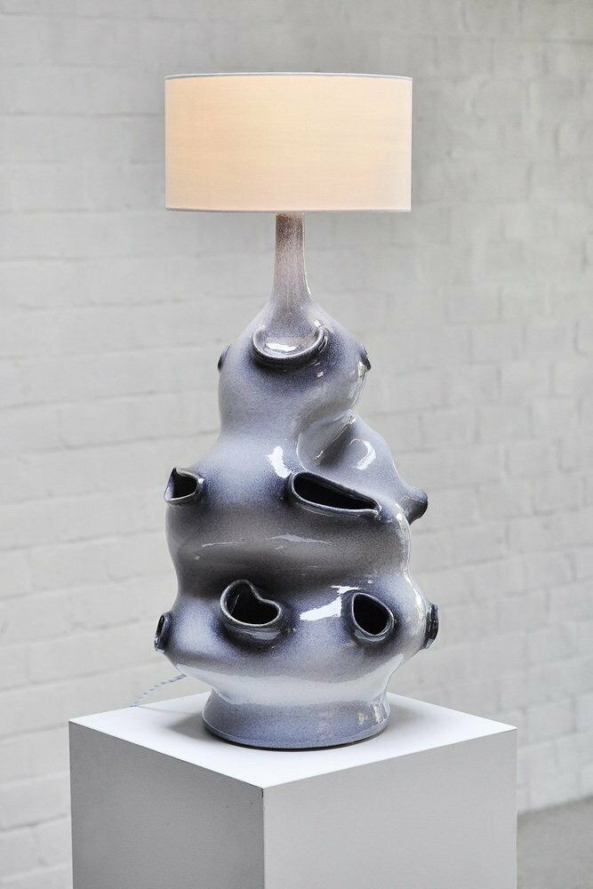 Vintage French Ceramic Glazed Sculptural Table Lamp, 1970s photo furniture