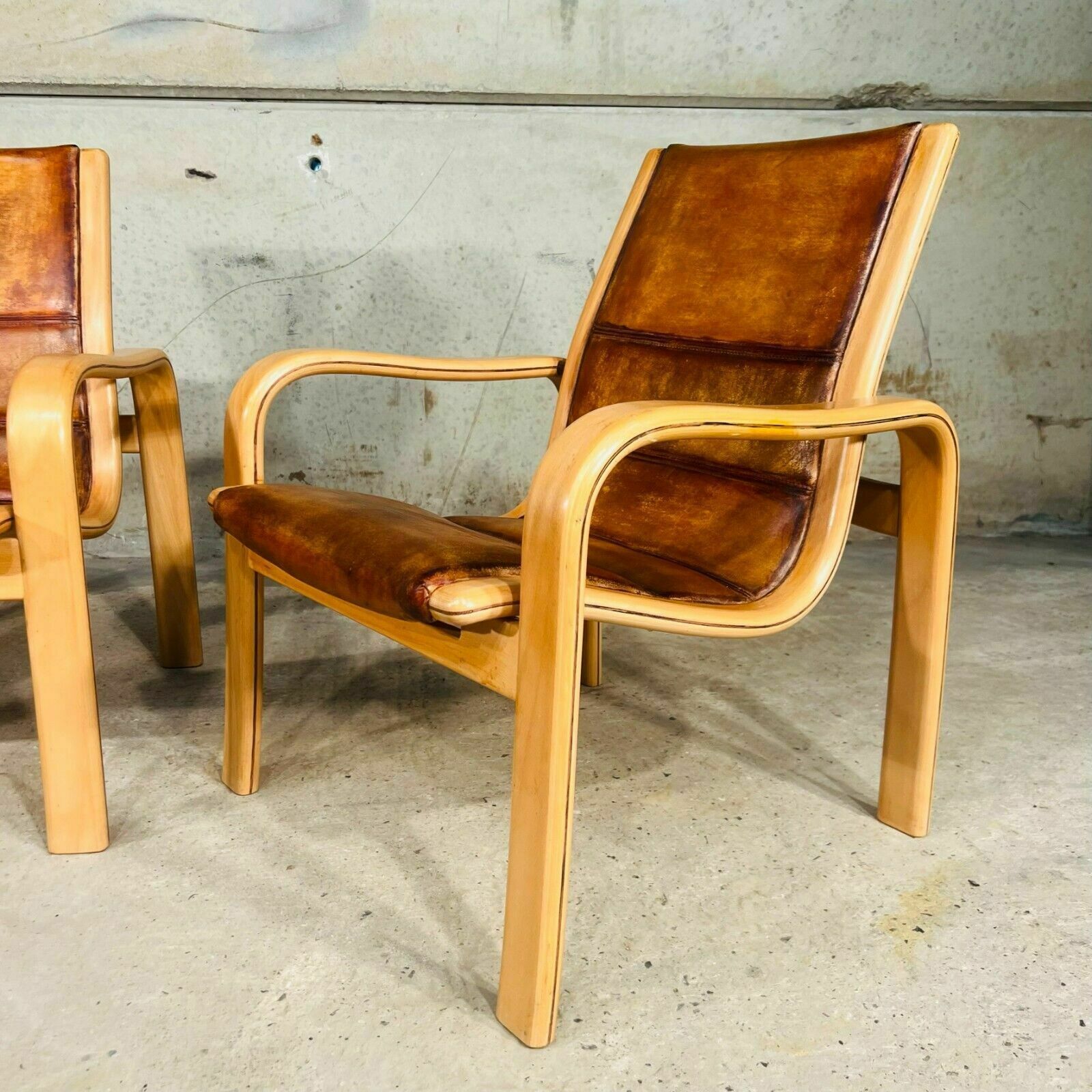 Vintage Pair Of Leather Armchairs By Yngve Elstrom For Swedese photo 1425.0