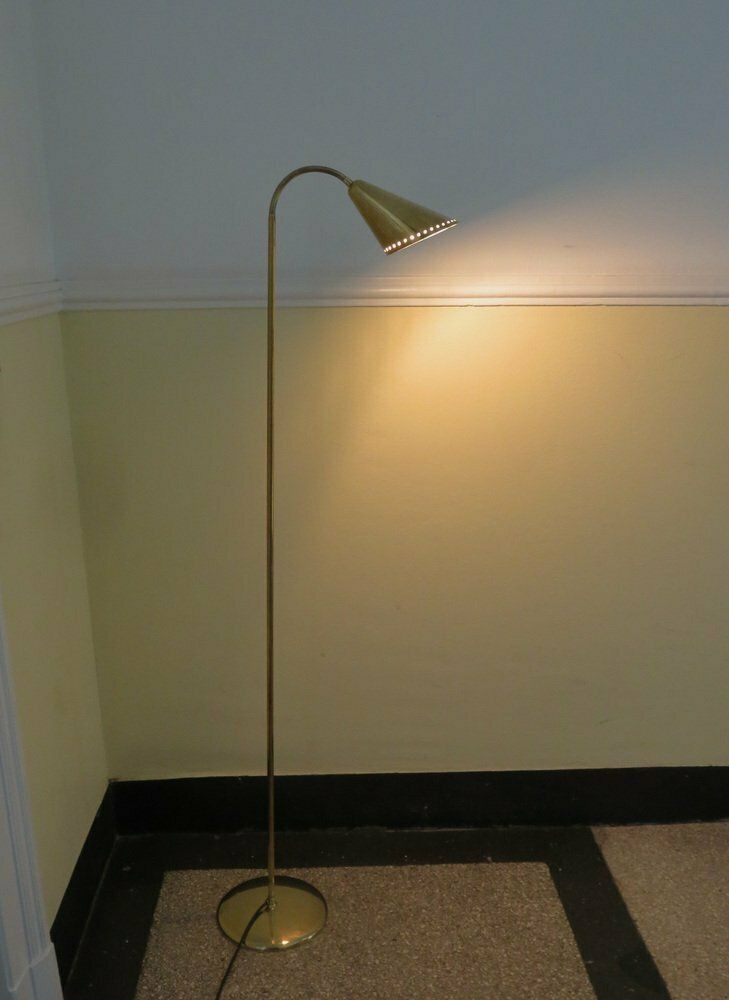Lighting Scandinavian Brass Floor Lamp In The Style Of Paavo Tynell, 1950s photo