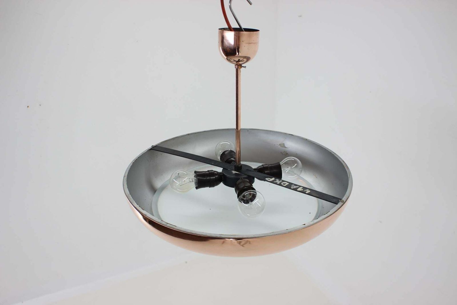 photo for sale 1930s Bauhaus / Functionalist Copper Chandelier Ufo By Josef Hurka