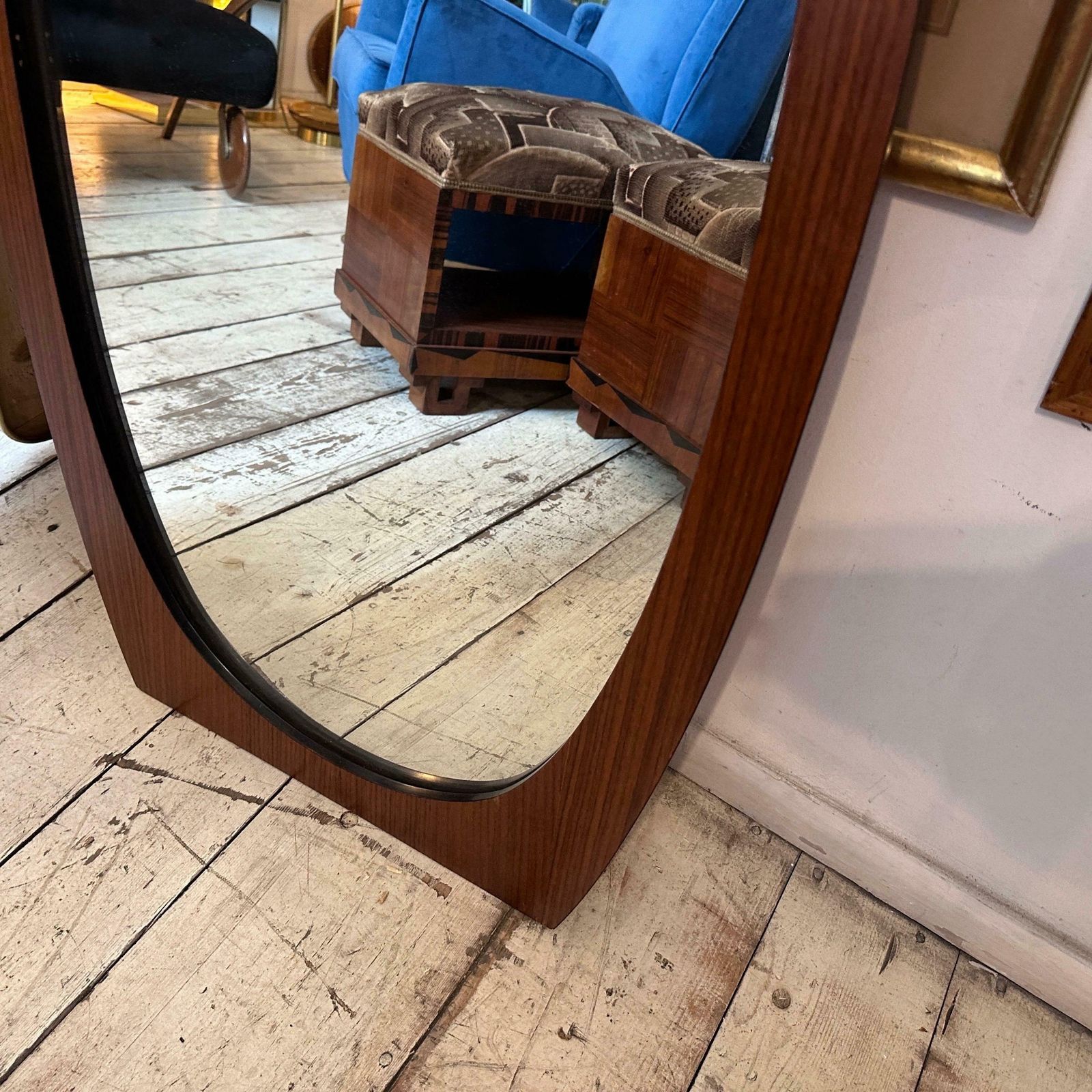 photo for sale An Iconic 1970s Mid Century Modern Wood Mirror By Gianfranco Frattini