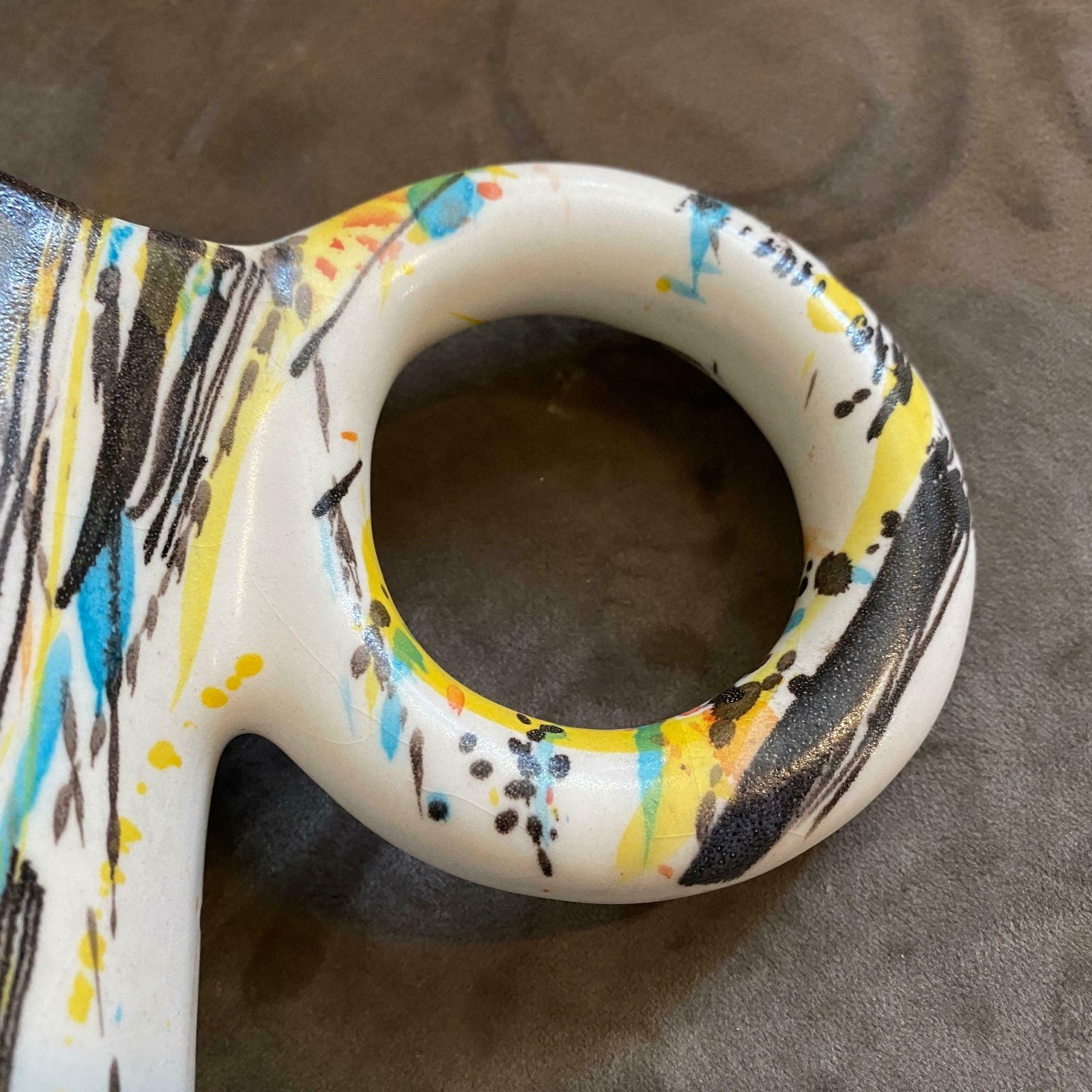 1980s Modernist Hand Painted Ceramic Jug Vase By M Carbone Per Ceramica Castelli photo vintage