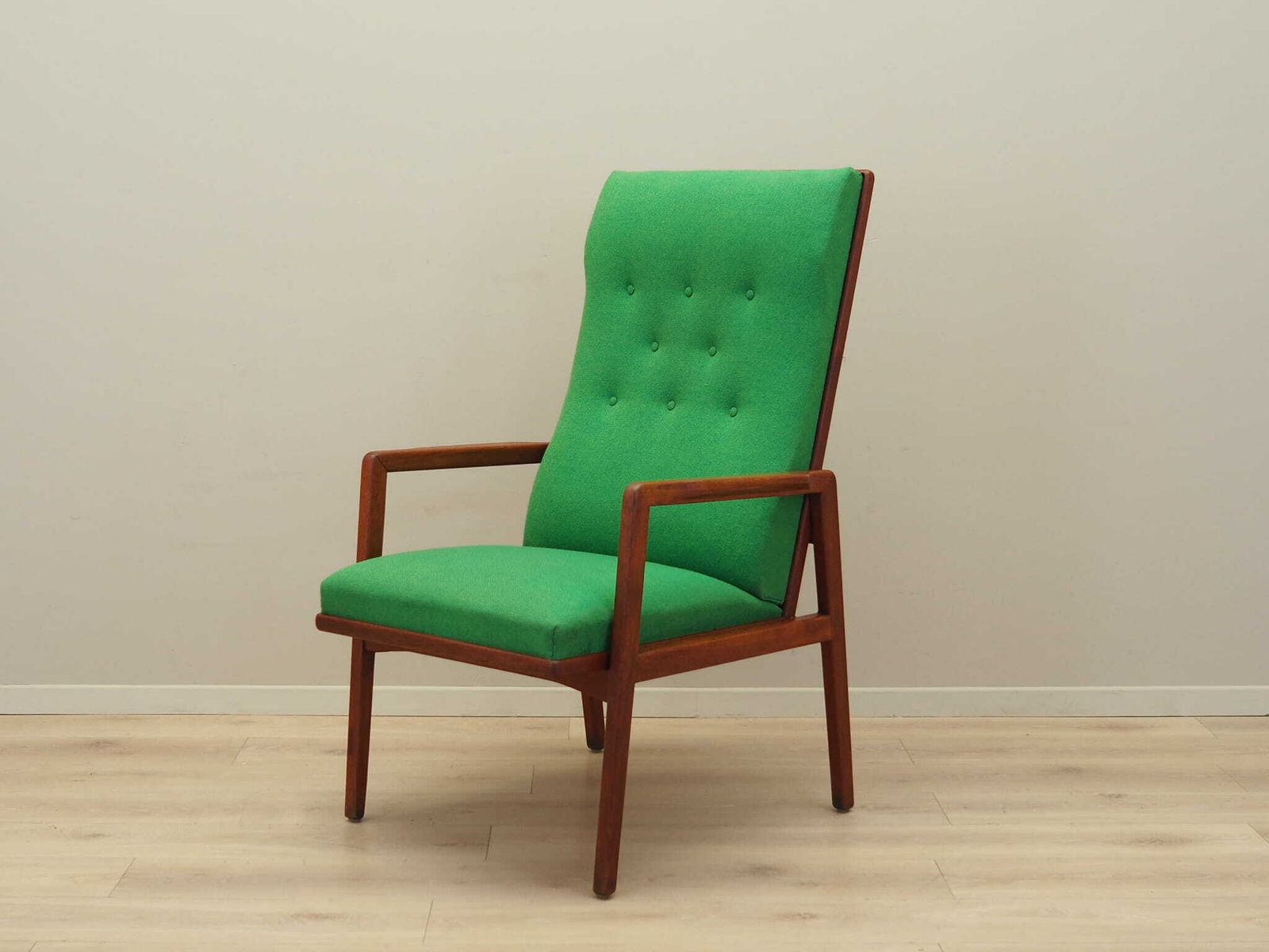 Teak Green Armchair, Danish Design, 1970s, Production: Denmark photo for sale
