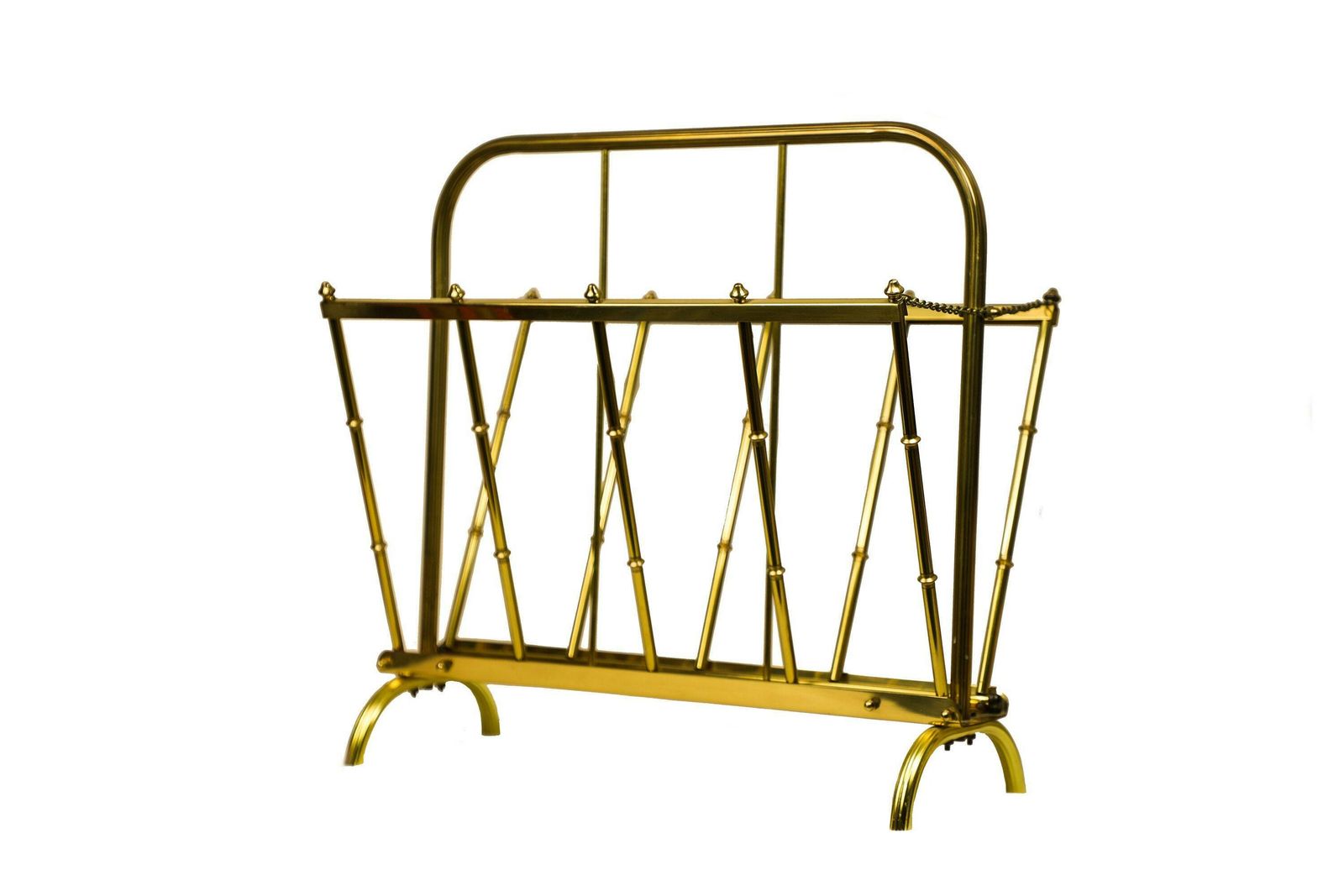 Vintage 1950s Newspaper Stand Brass Foldable Magazine Rack