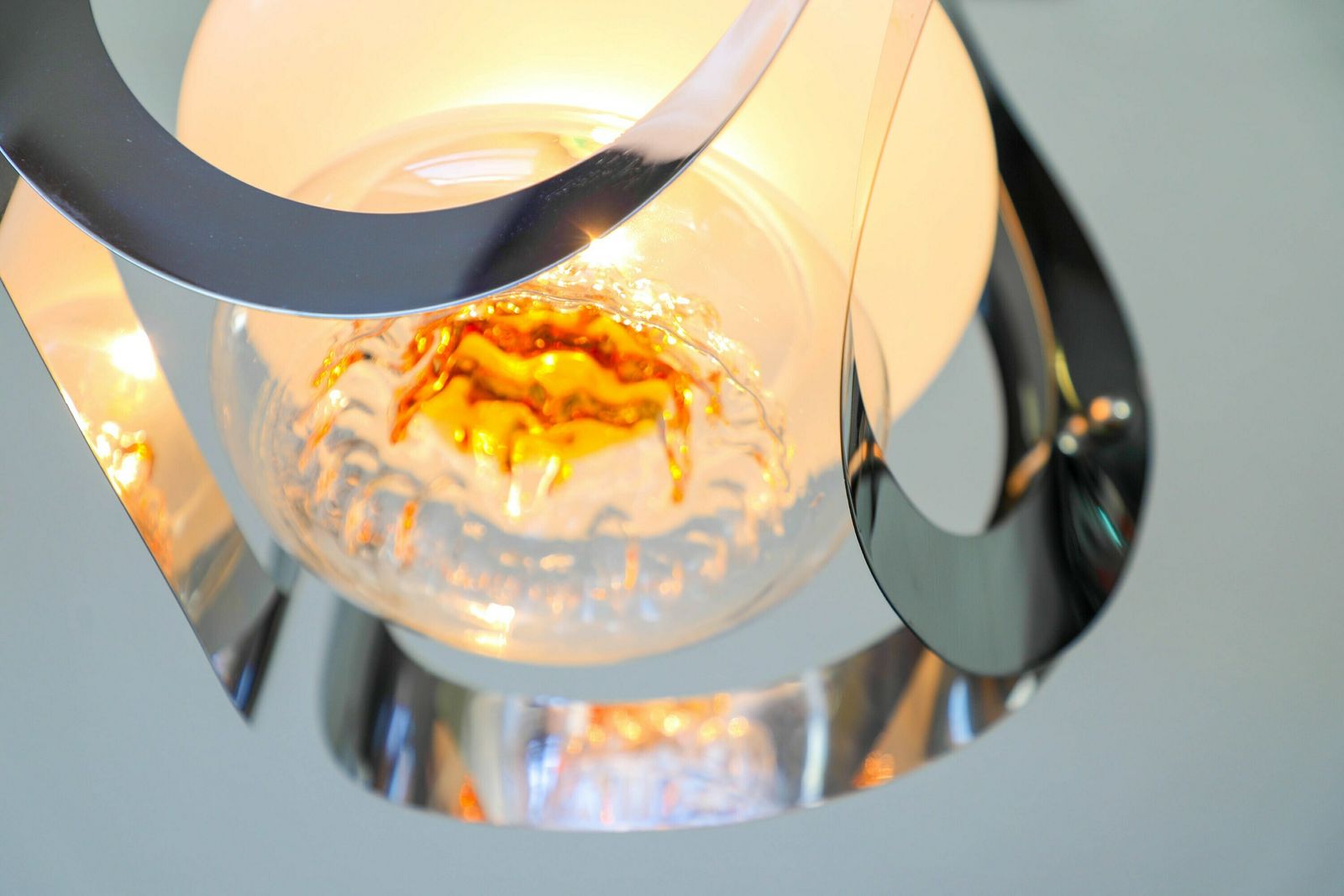 Vintage 1960s Murano Glass Pendant Light By Toni Zuccheri For Mazzega photo for sale