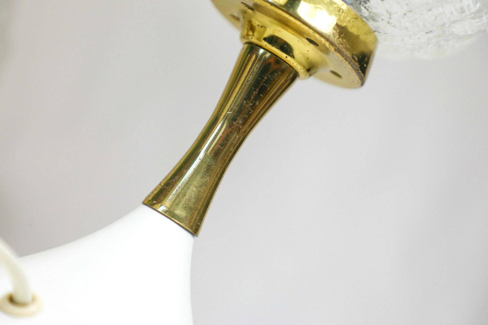Pair Of 2 Vintage Mid Century Brass And Glass Table Lamps photo vintage