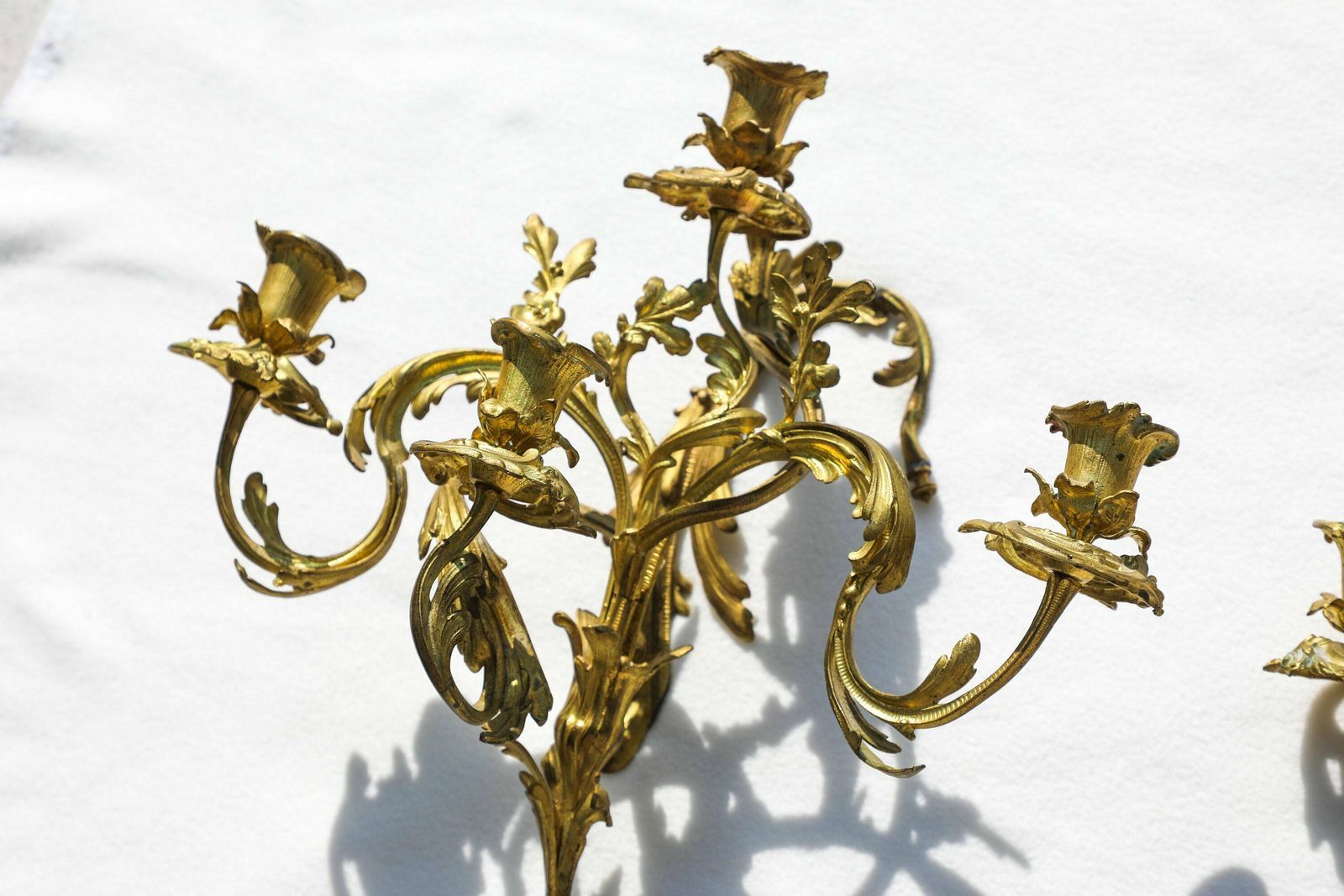Pair Of Bronze Antique Baroque Wall Mounted Candleholders photo furniture