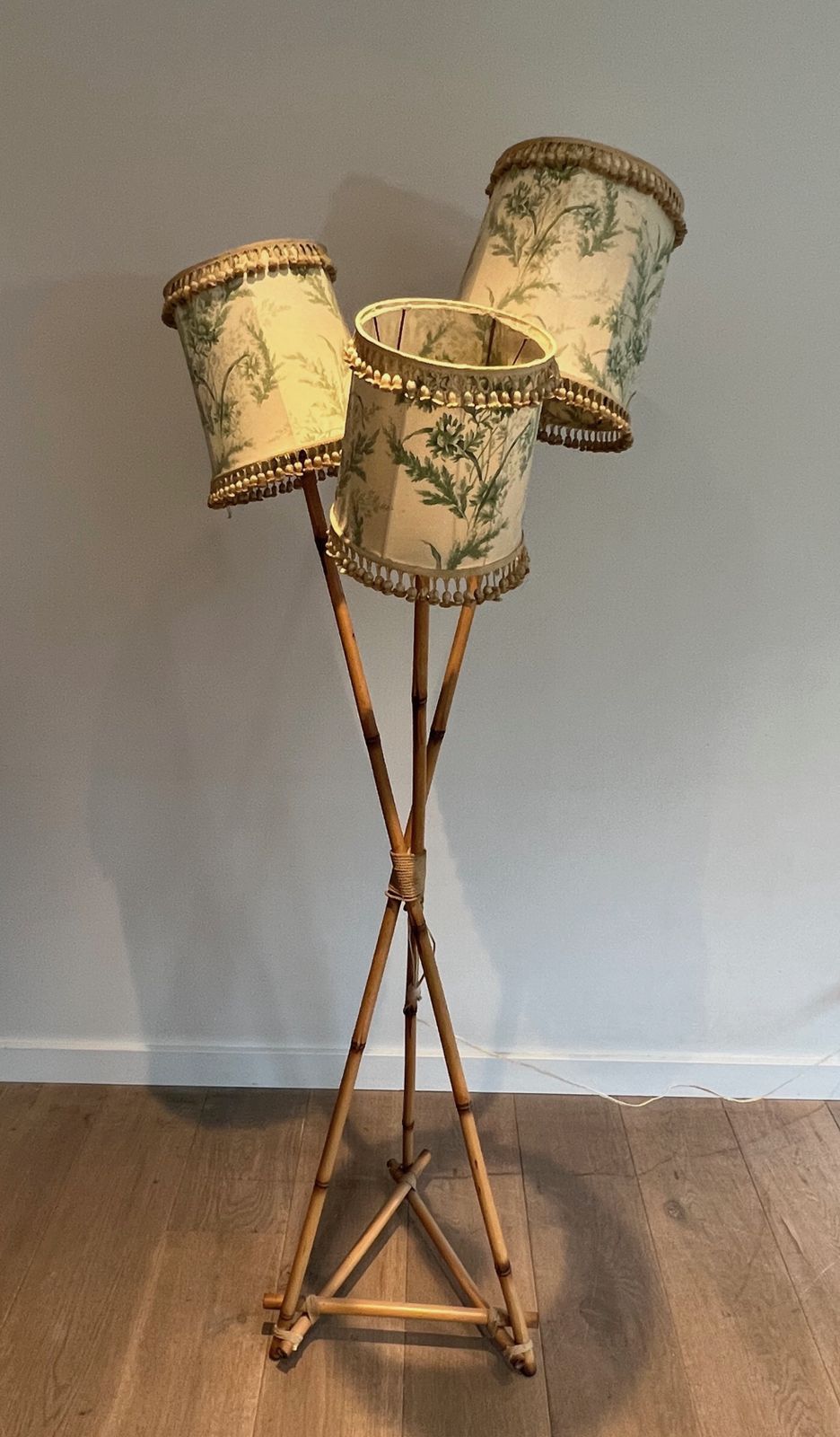 Lighting Floor Lamp In Bamboo And Rope, 1970s photo