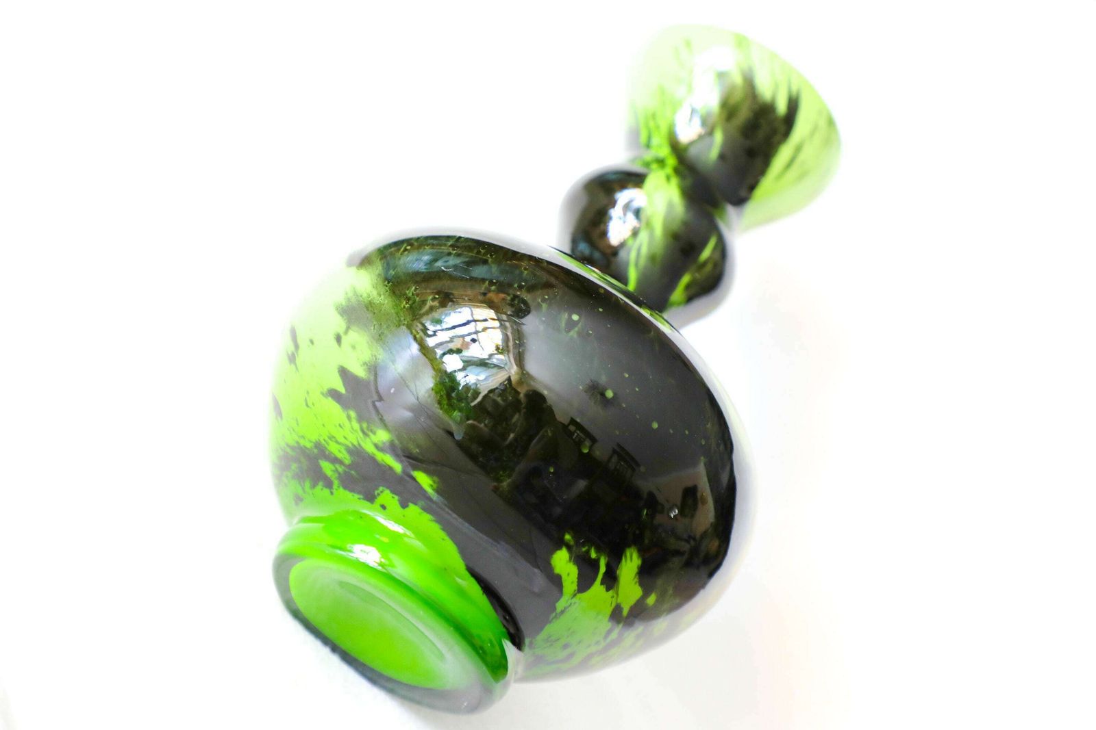 Green And White Swirl Glass Vase By Carlo Moretti For Opaline Empoli photo vintage