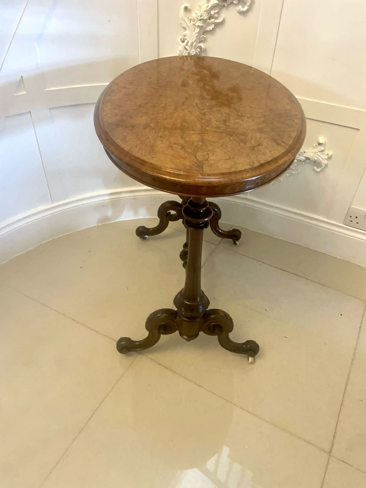 Superb Quality Antique 19th Century Inlaid Burr Walnut Lamp Table photo Furniture