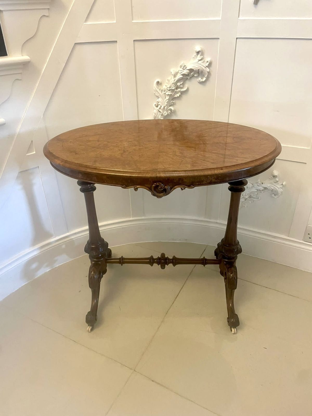 photo buy Superb Quality Antique 19th Century Inlaid Burr Walnut Lamp Table