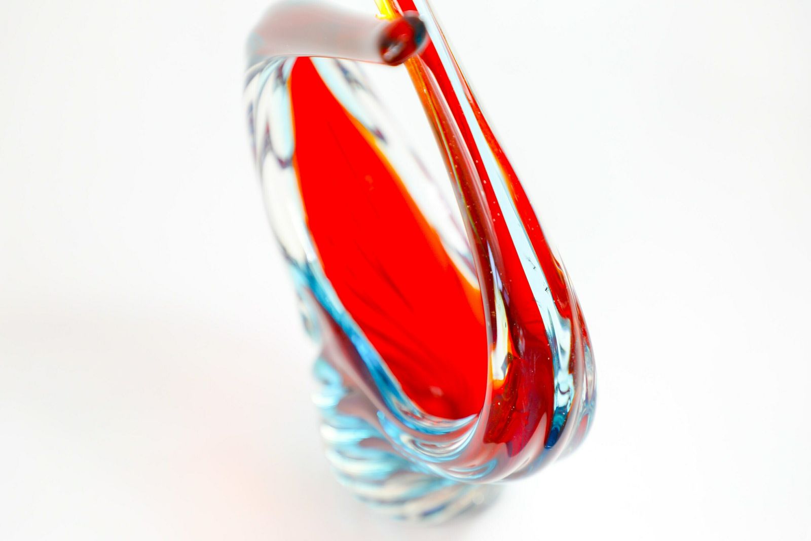 Vintage Mid Century Murano Glass Bowl Sommerso   Red And Blue photo 179.0
