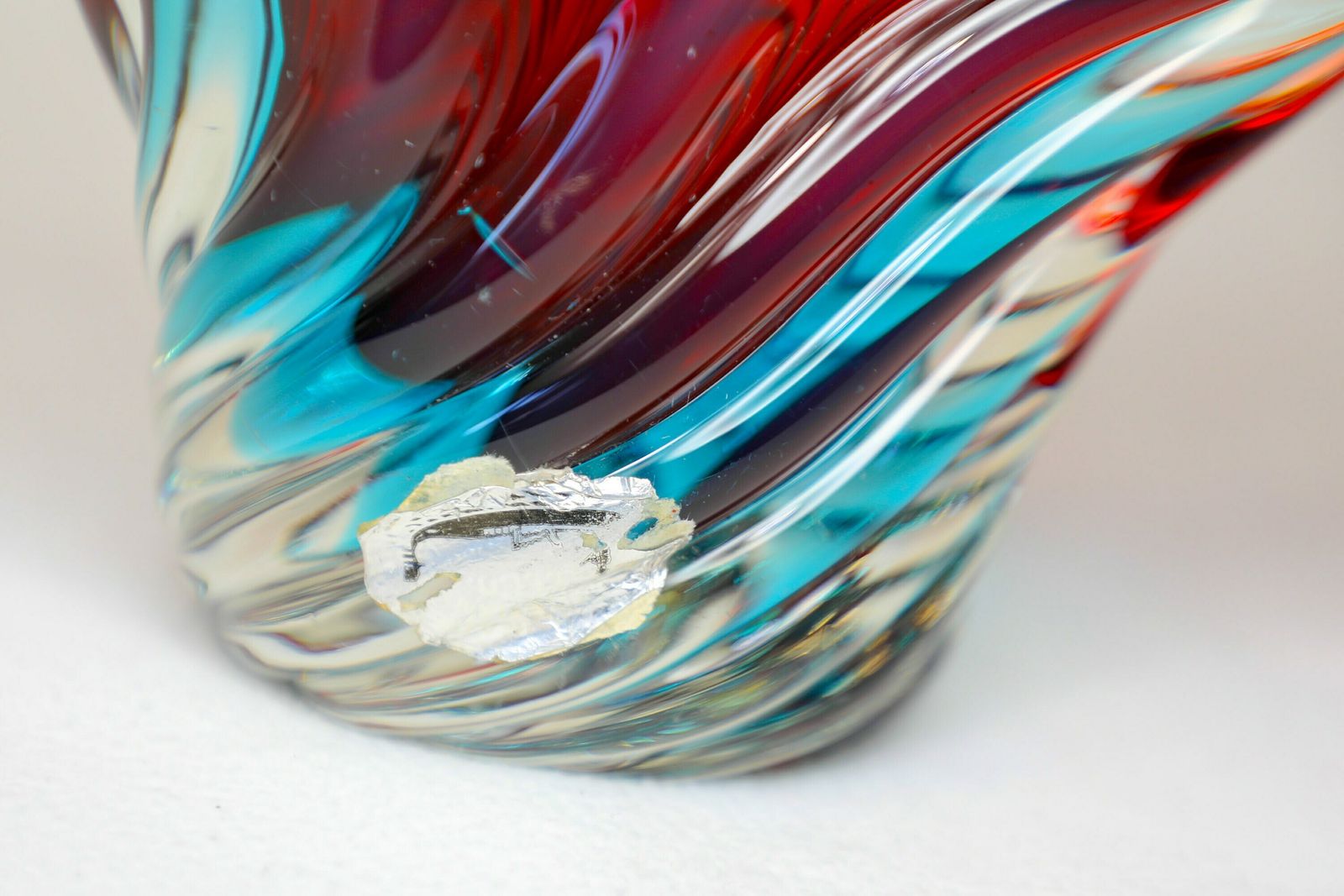 Vintage Mid Century Murano Glass Bowl Sommerso   Red And Blue photo buy