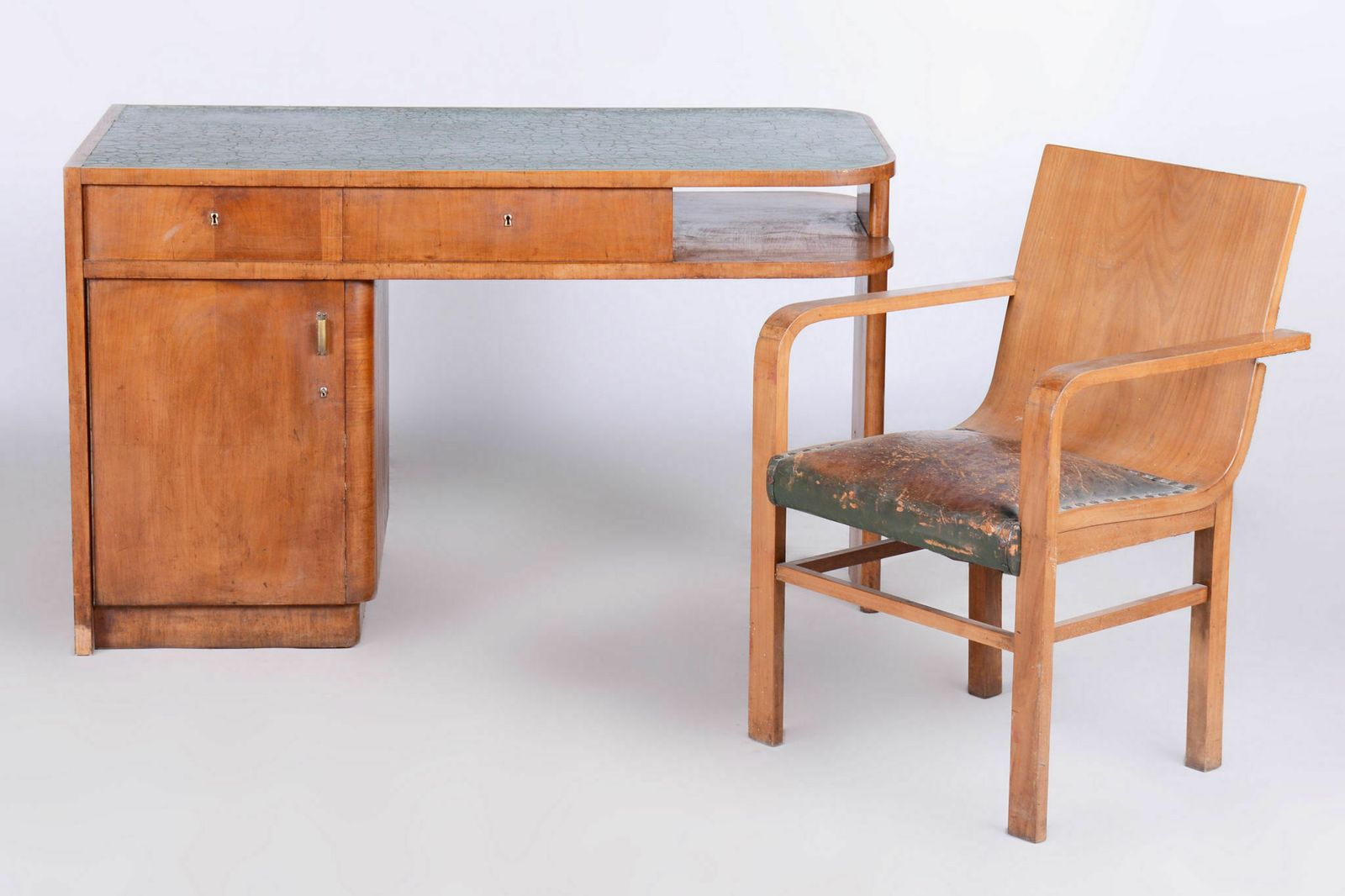 Restored Artdeco Cherry Tree Armchair, J. Halabala, Up Zavody, Czechia, 1930s photo Furniture